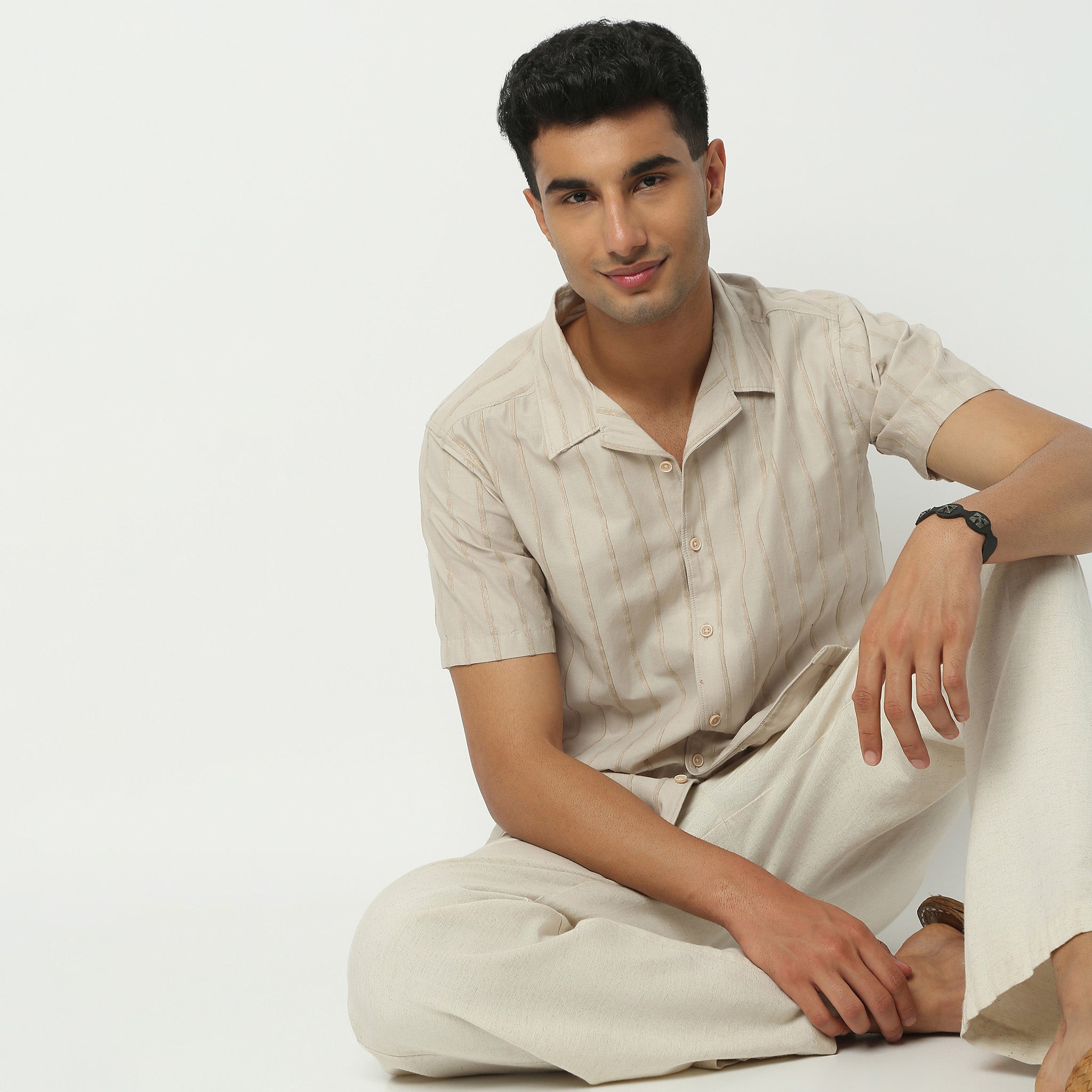 Regular Fit Solid Camp Collar Shirt