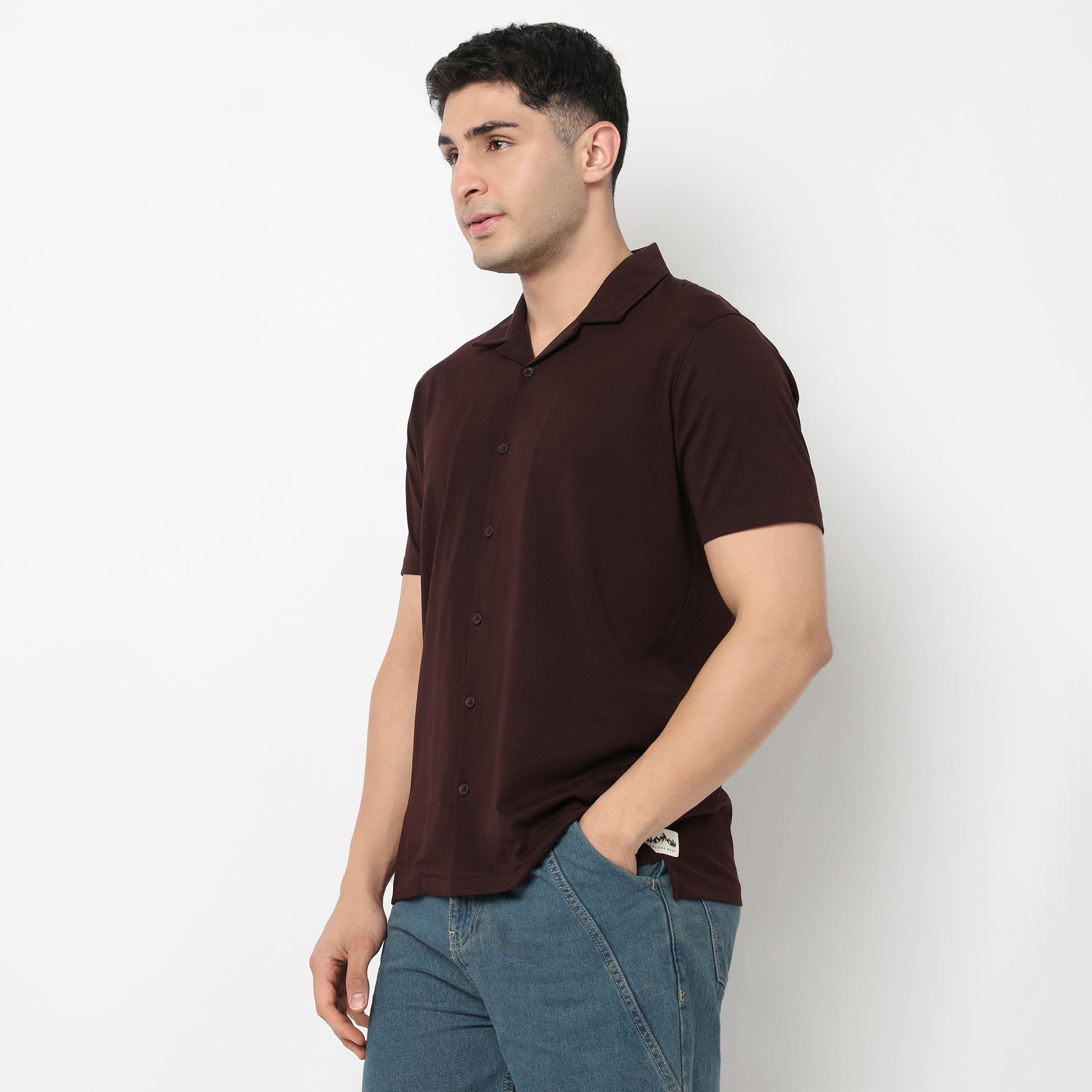 Buy Men Regular Fit Solid Half Sleeve Shirt  - Style Union