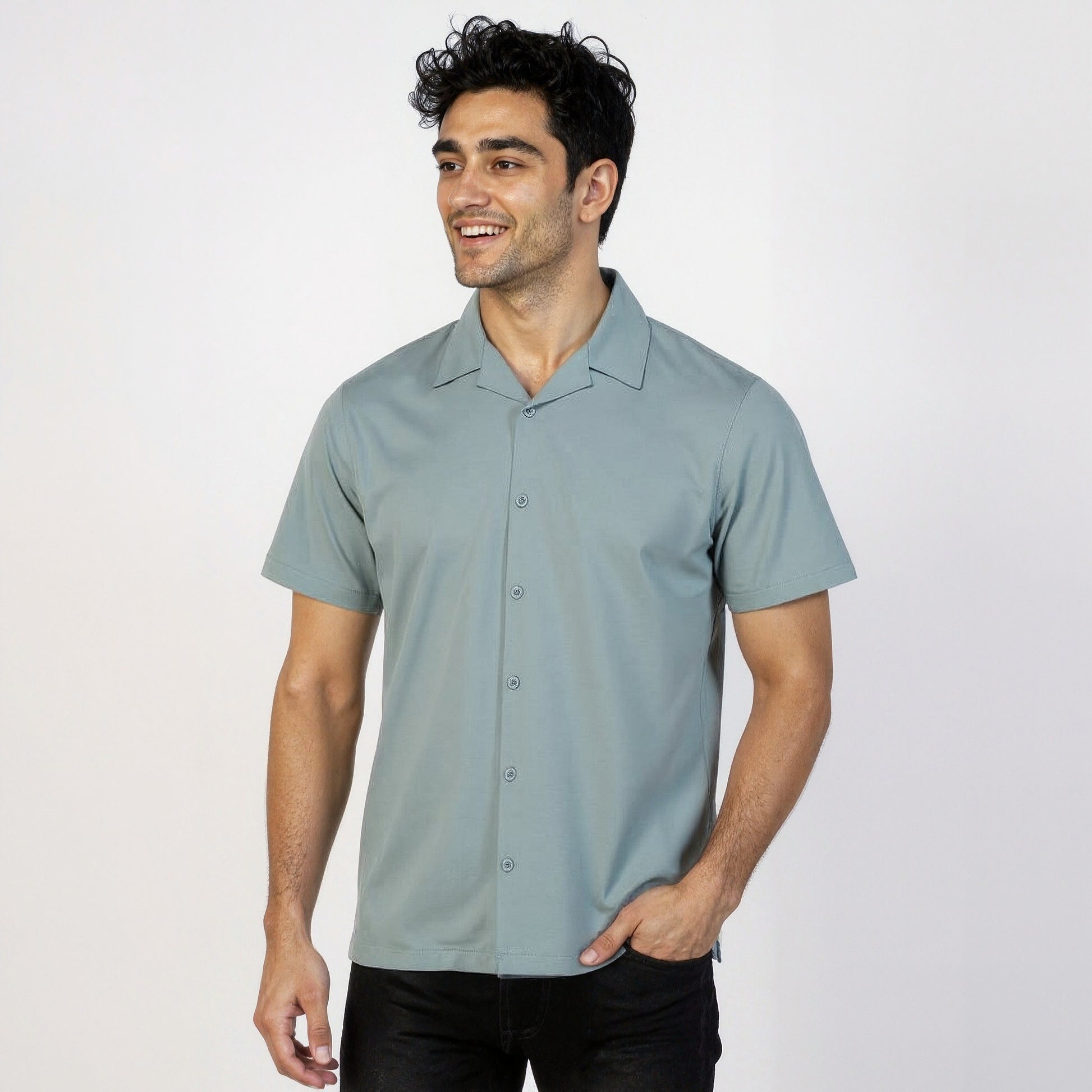 Buy Men Regular Fit Solid Half Sleeve Shirt  - Style Union