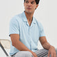Baeᵉˣ Shirt Cotton Rich Knitted Half Sleeve Camp Collar