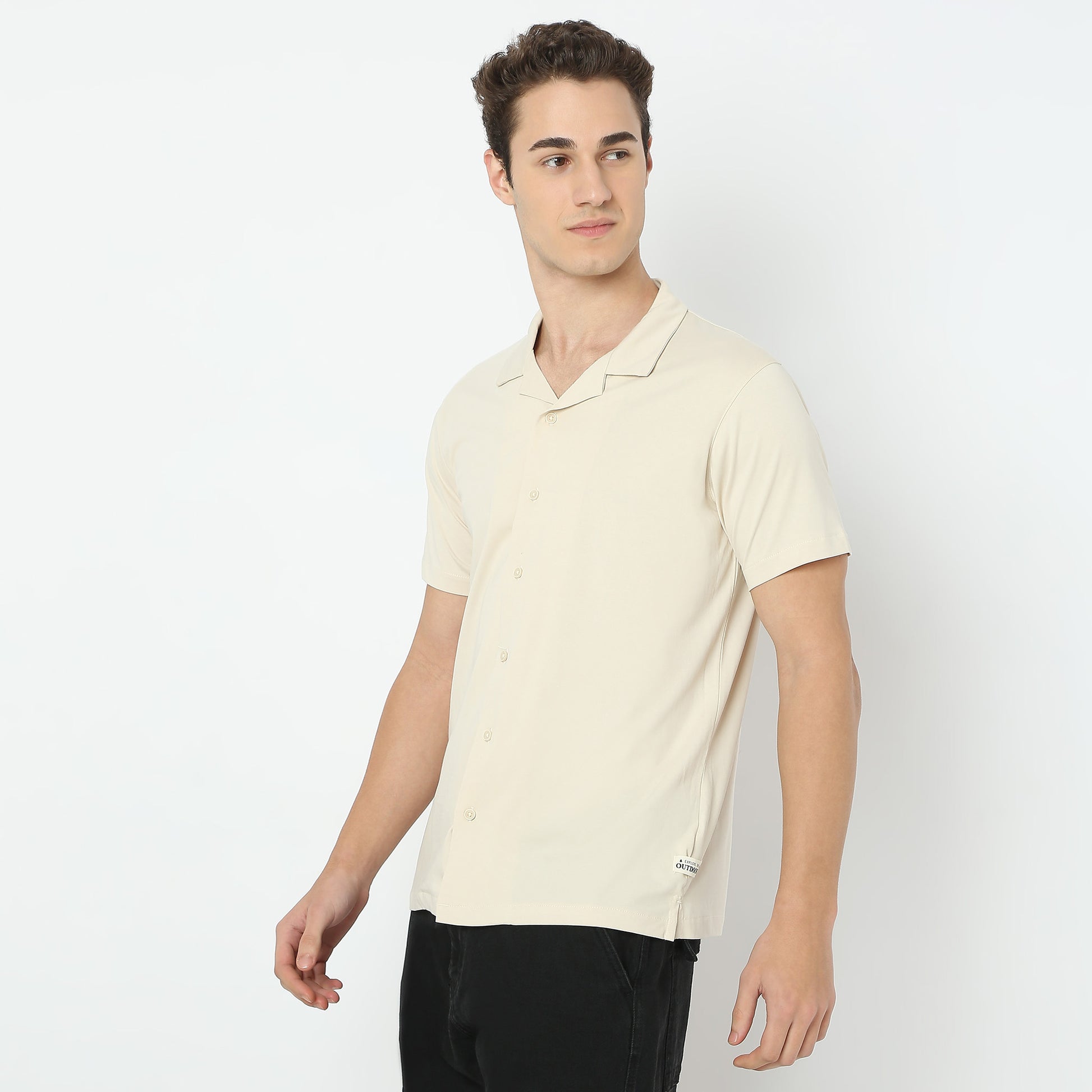 Buy Men Regular Fit Solid Half Sleeve Shirt  - Style Union