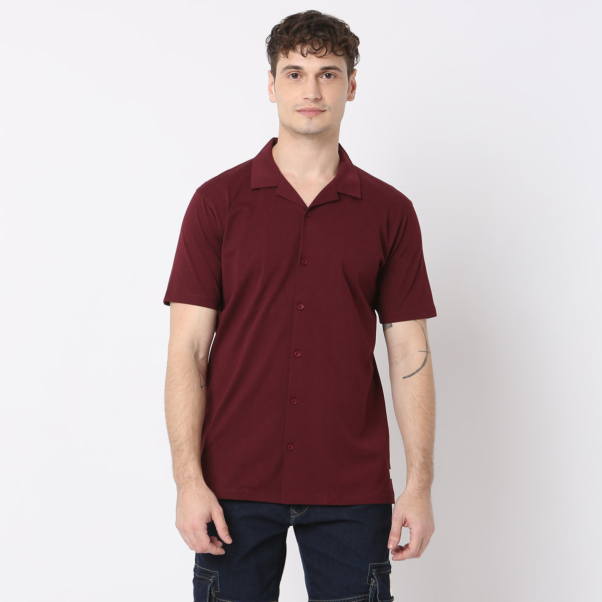 Modern Smart Bay Camp Collar Half Sleeve Shirt