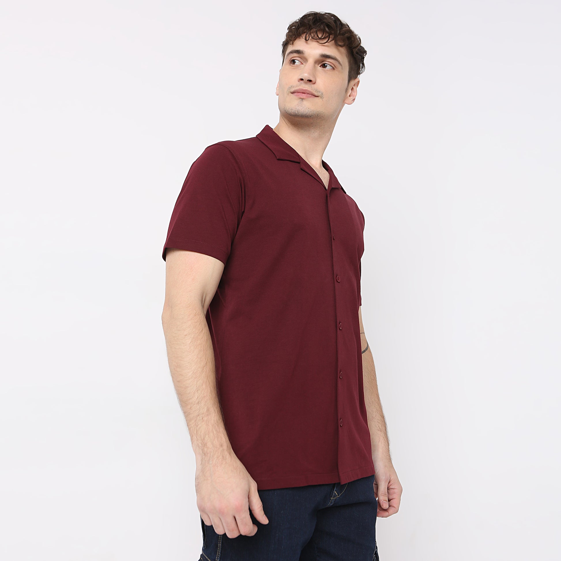 Buy Men Regular Fit Solid Half Sleeve Shirt  - Style Union