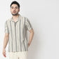 Striped Modern Smart Mood Camp Collar Half Sleeve Shirt