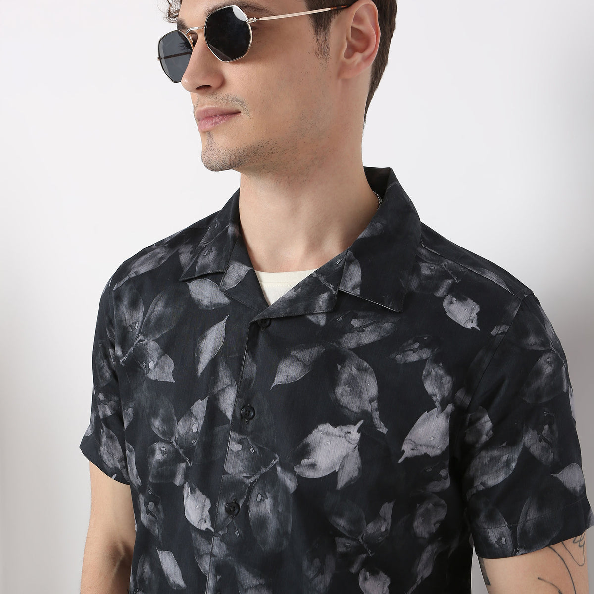 Printed Modern Smart Celebration Camp Collar Half Sleeve Shirt