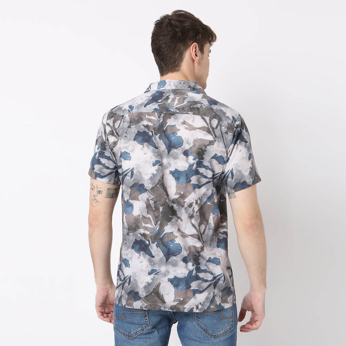 Printed Modern Smart Celebration Camp Collar Half Sleeve Shirt