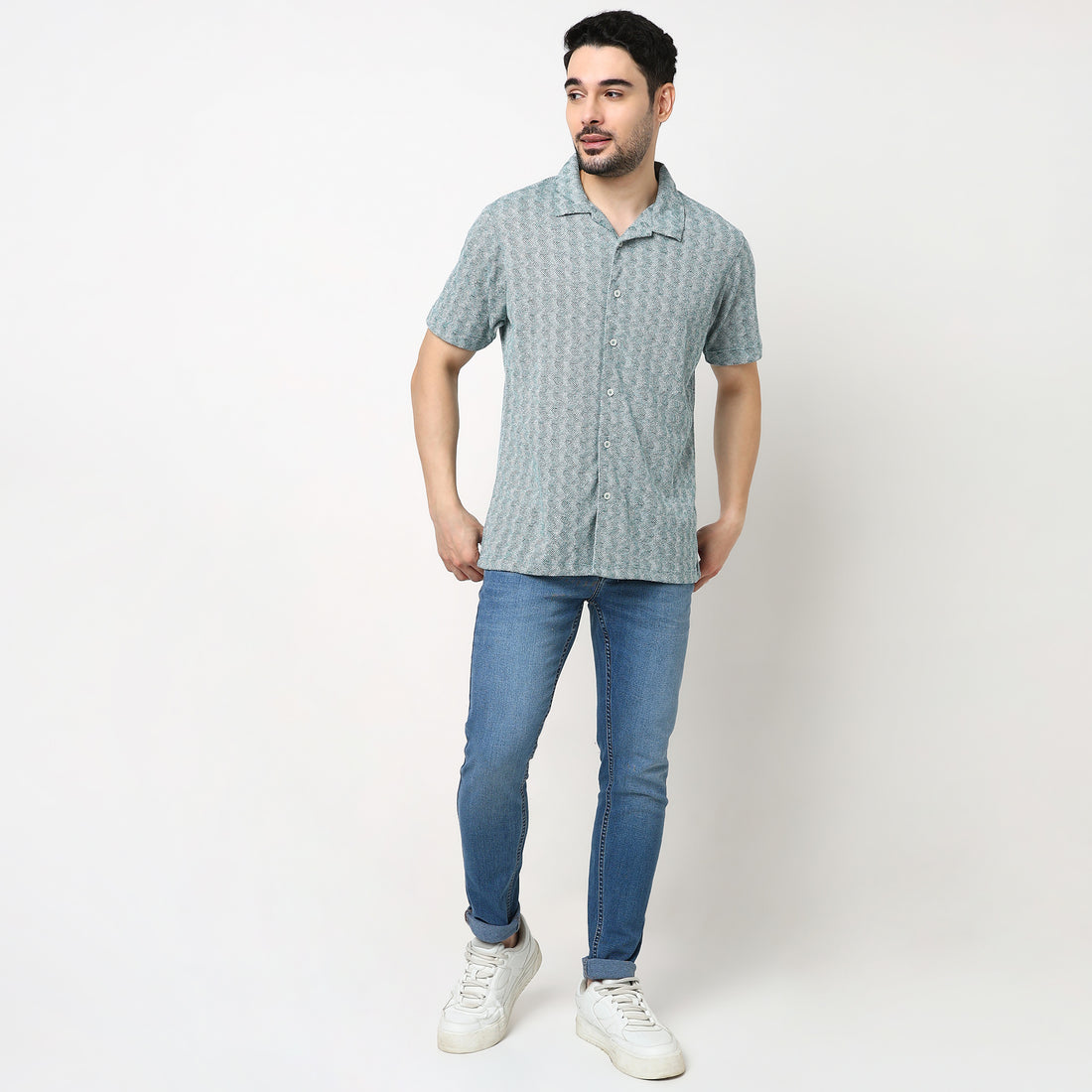 Structured Camp Collar Half Sleeve Shirt