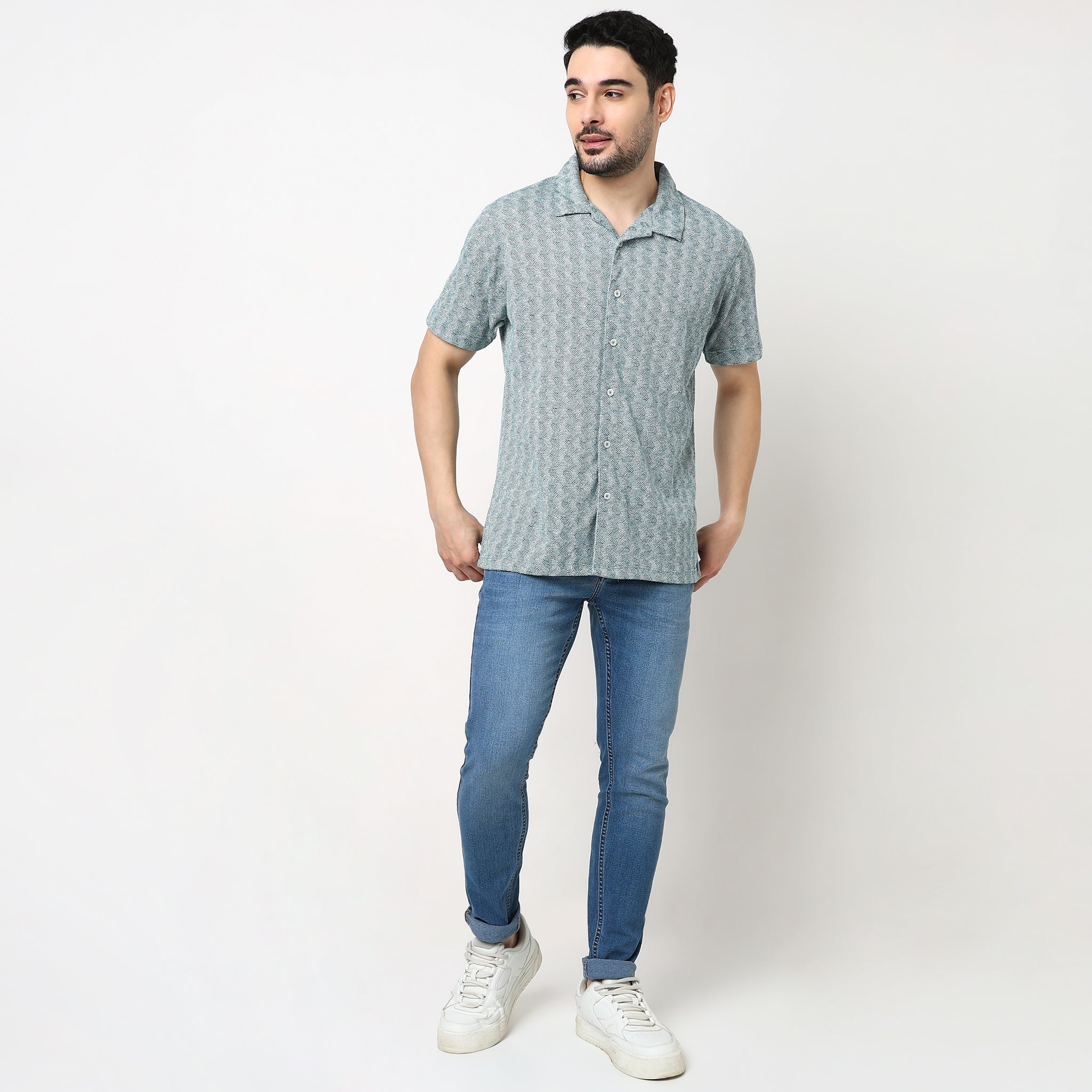 Structured Camp Collar Half Sleeve Shirt