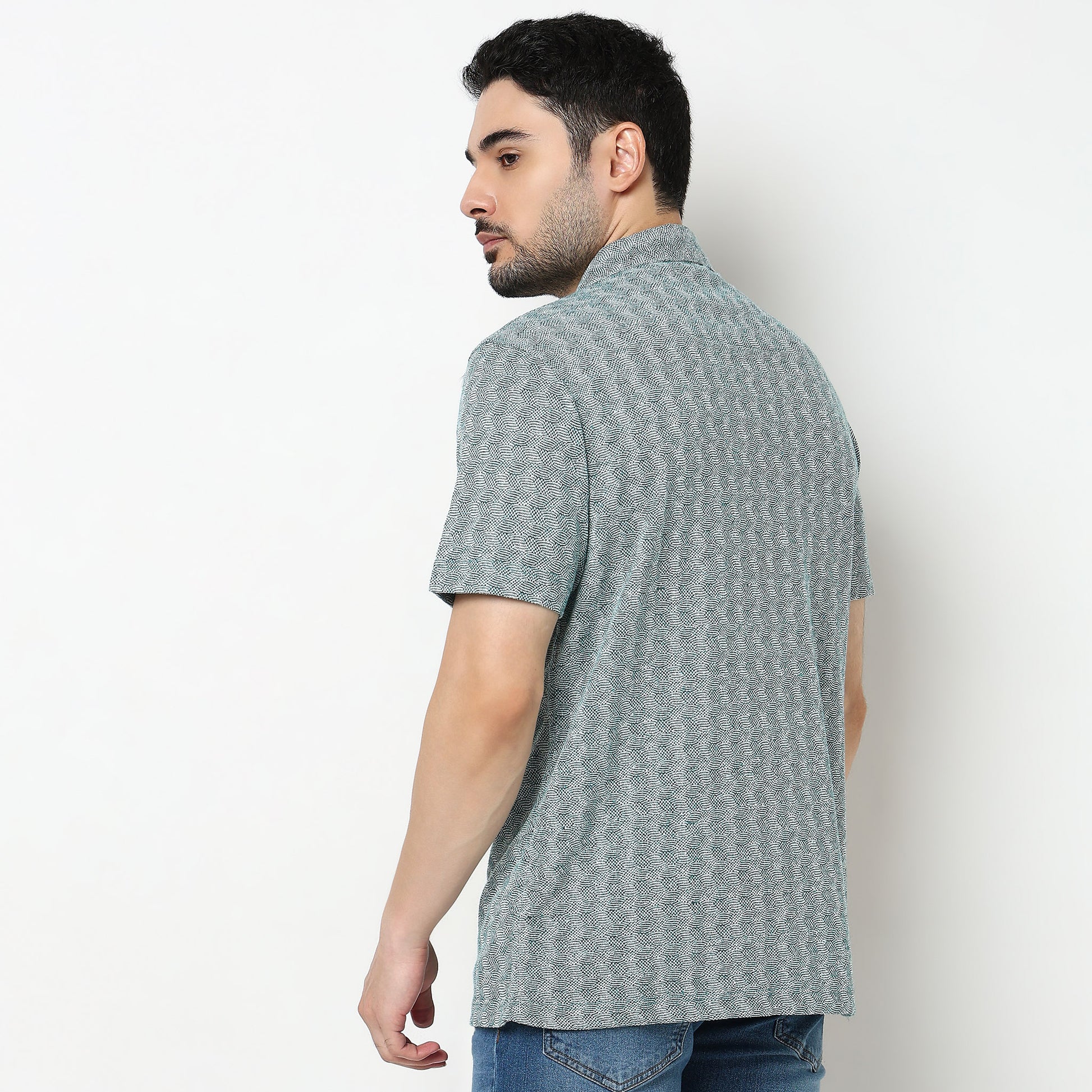 Structured Camp Collar Half Sleeve Shirt