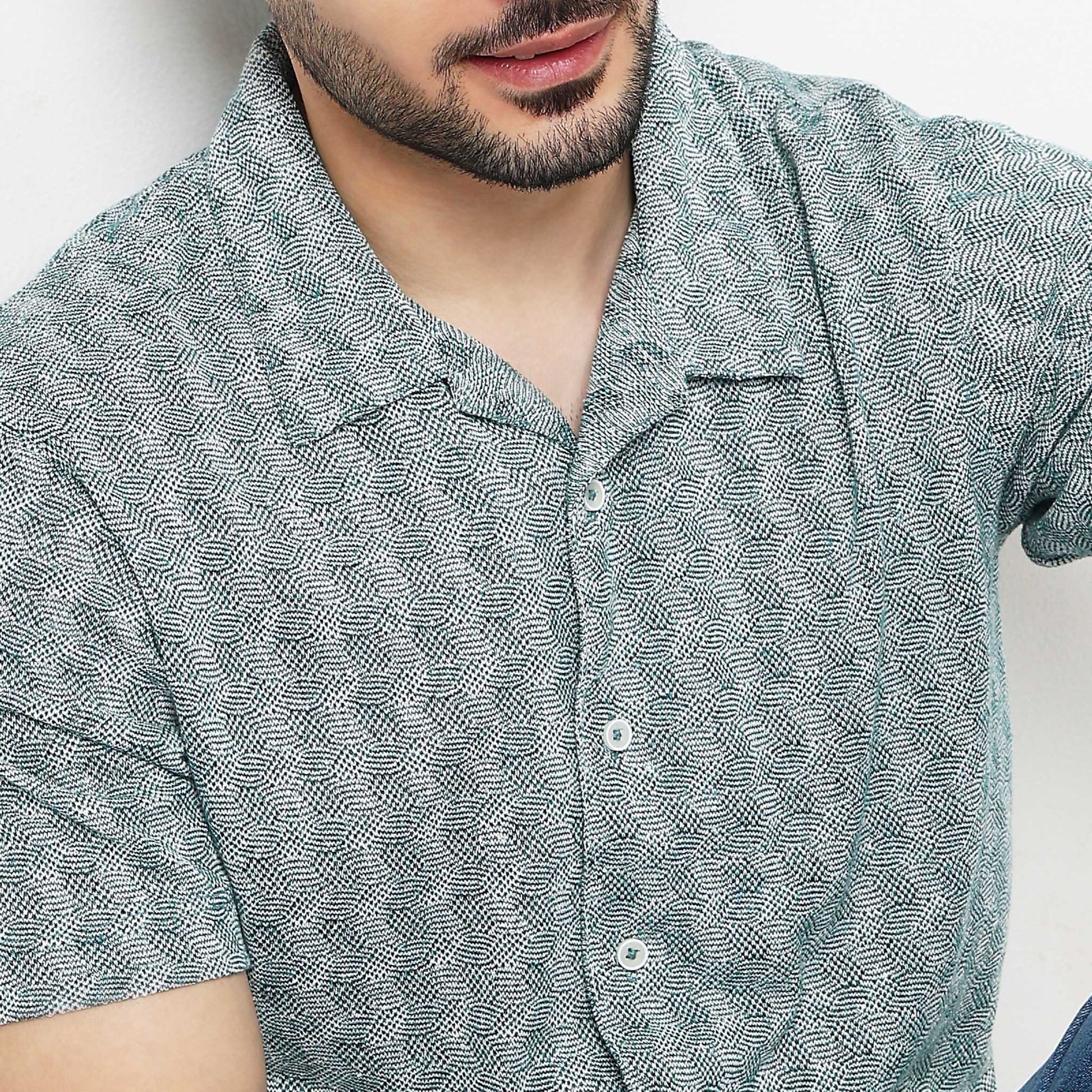 Structured Camp Collar Half Sleeve Shirt