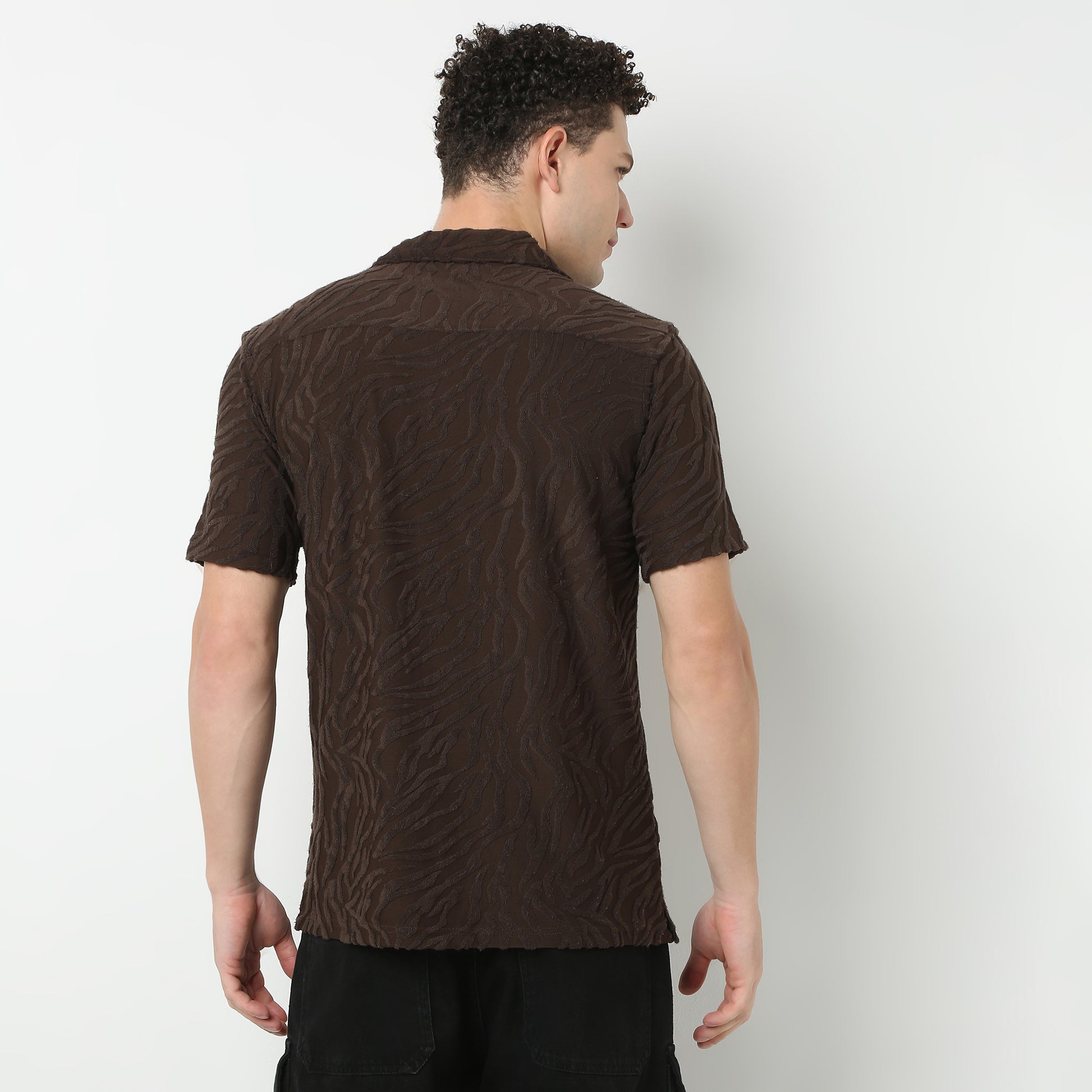 Half Sleeve Textured Cuban Shirt