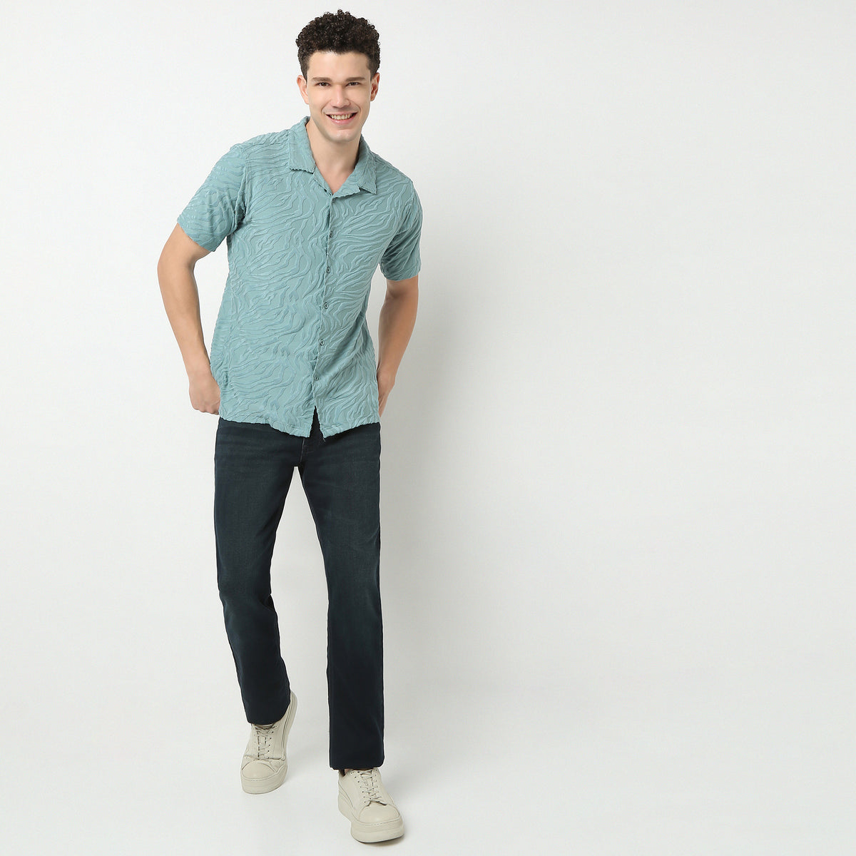 Half Sleeve Textured Cuban Shirt