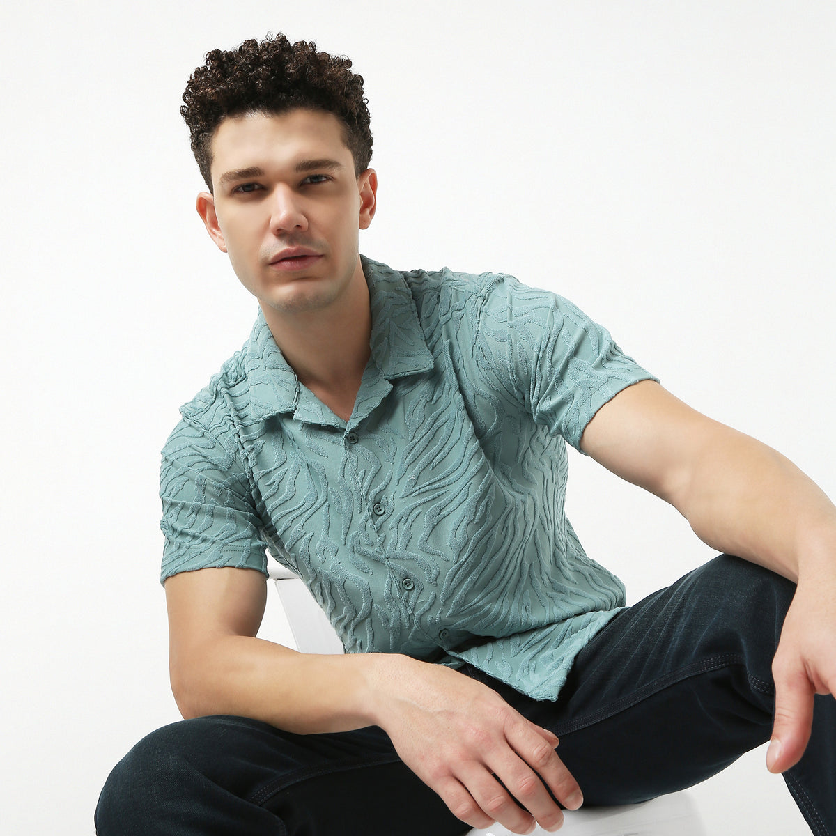 Half Sleeve Textured Cuban Shirt