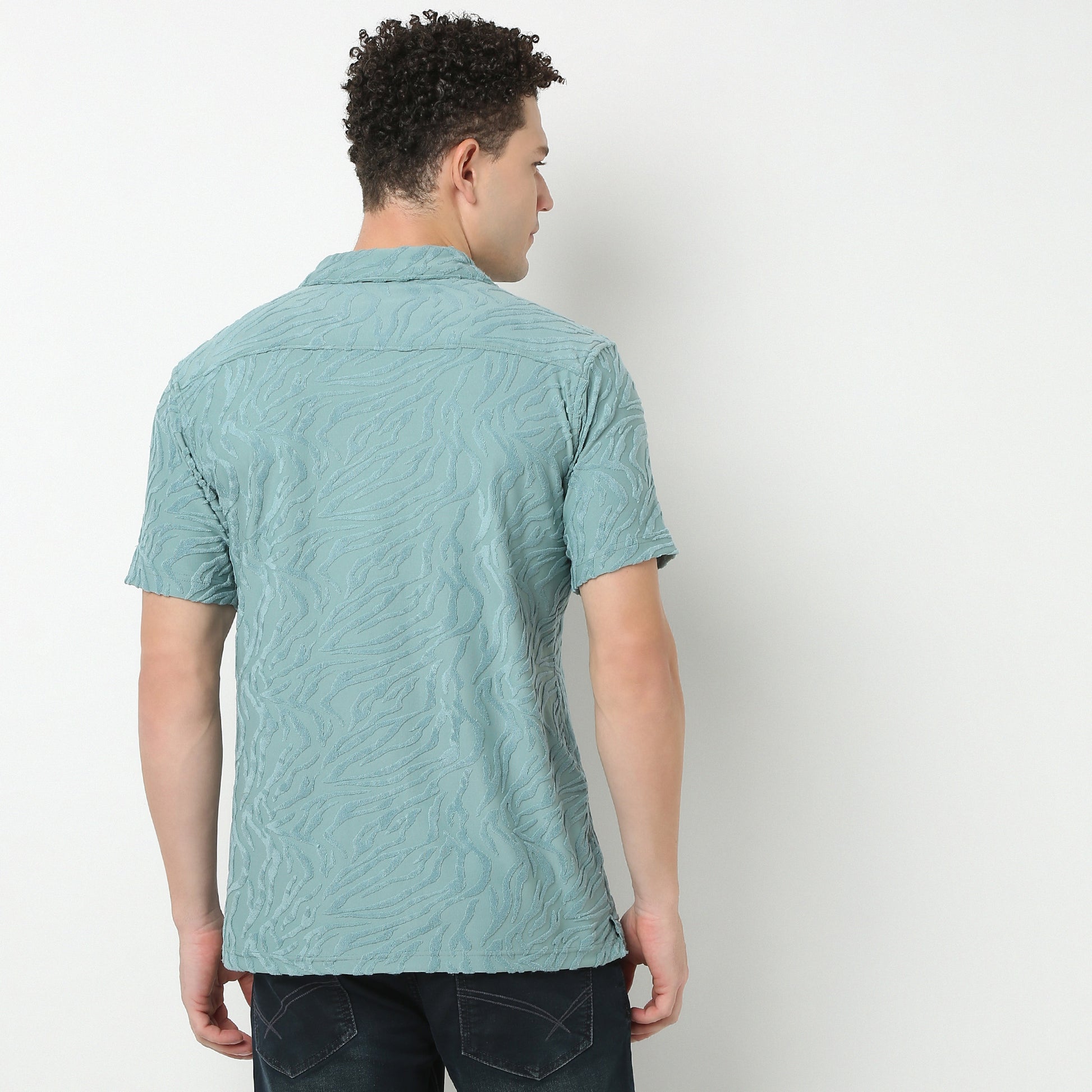 Half Sleeve Textured Cuban Shirt