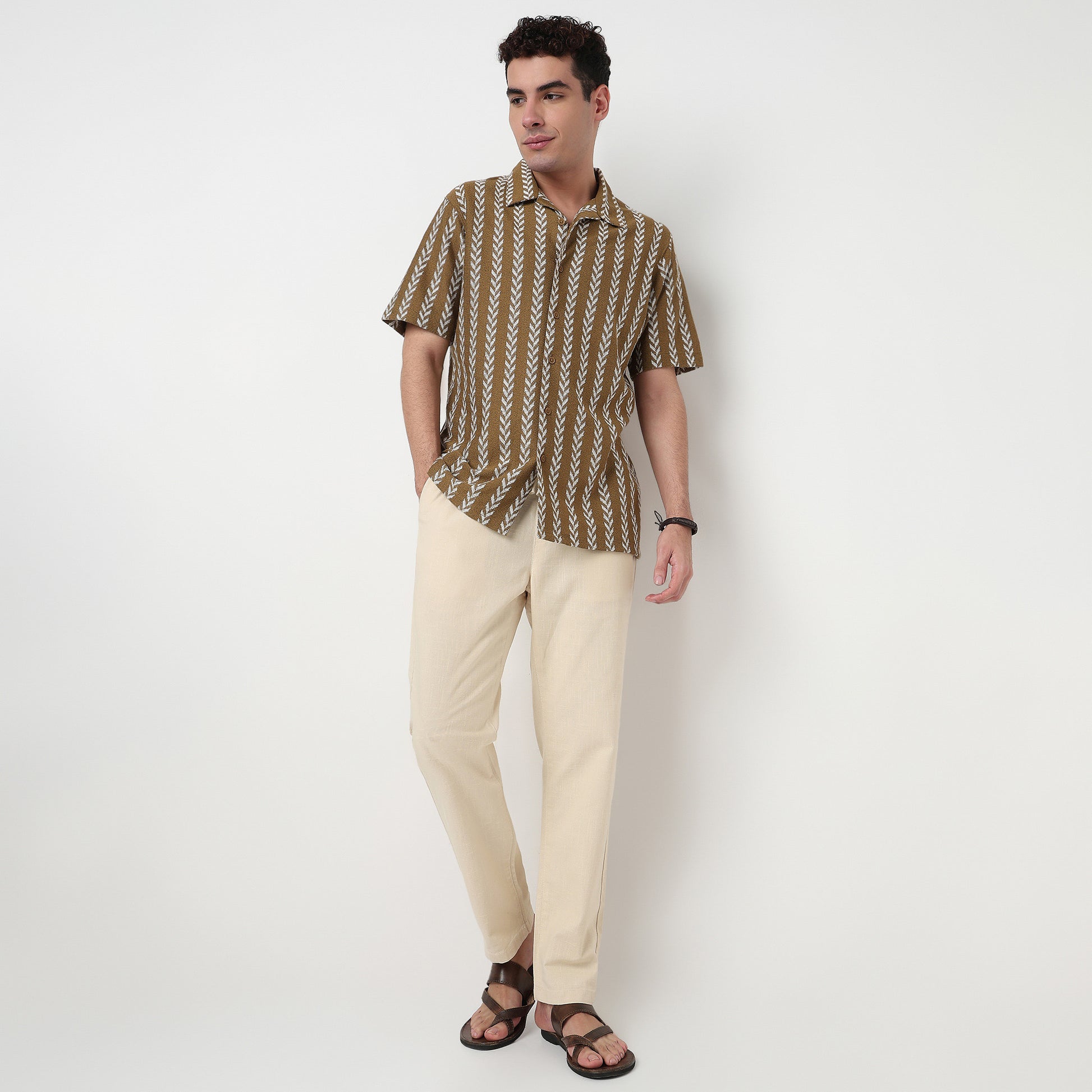 Buy Men Regular Fit Structured Half Sleeve Shirt  - Style Union