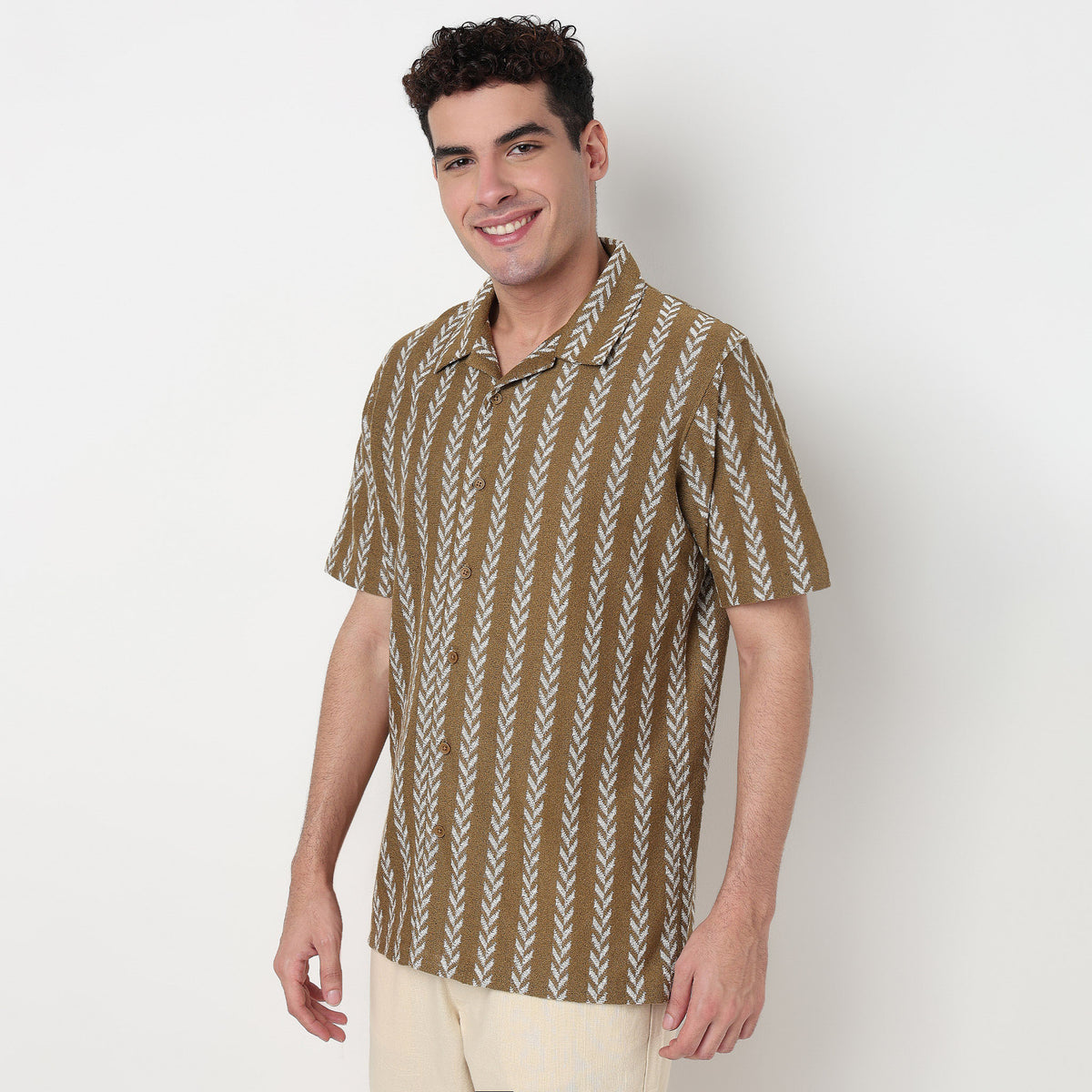 Buy Men Regular Fit Structured Half Sleeve Shirt  - Style Union