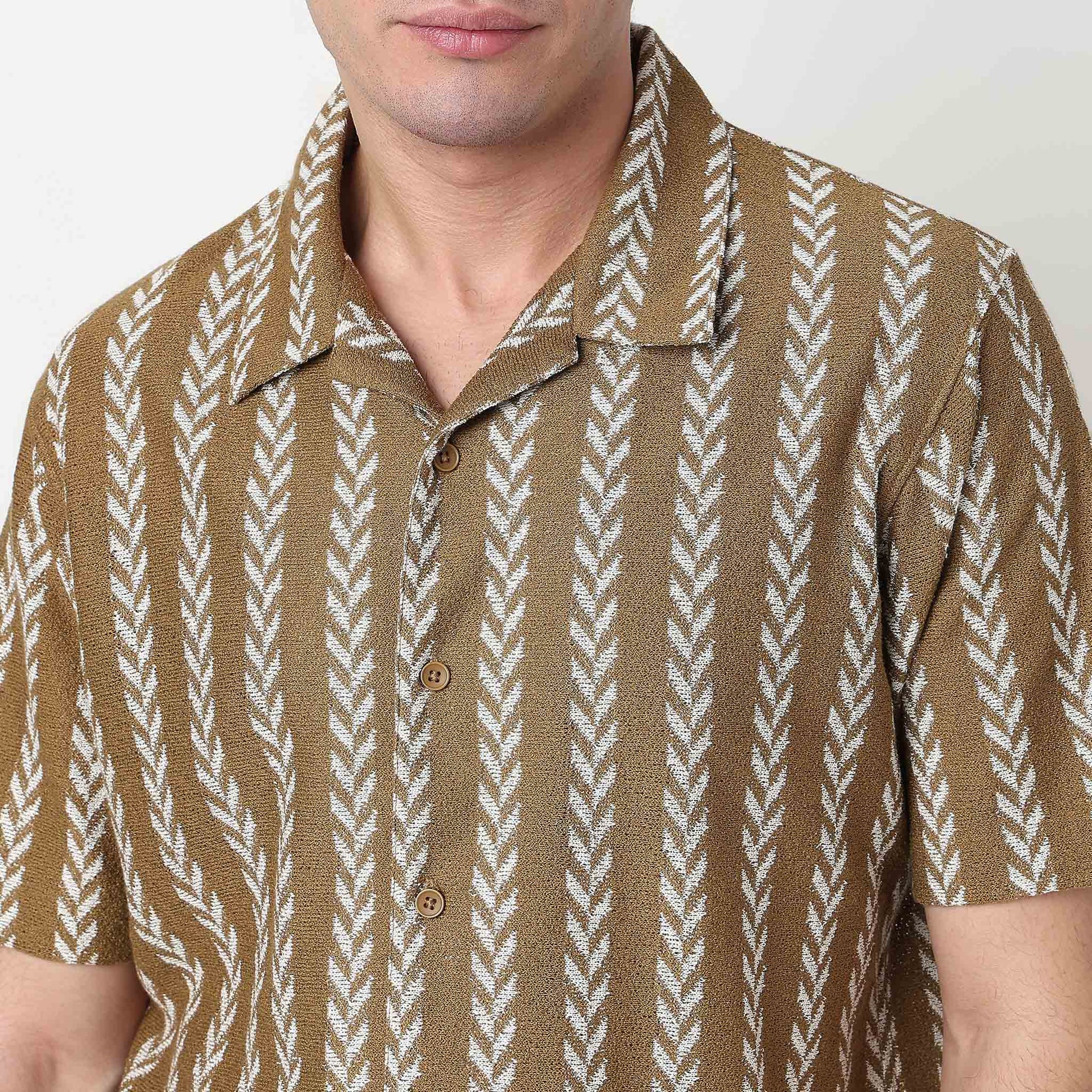 Buy Men Regular Fit Structured Half Sleeve Shirt  - Style Union