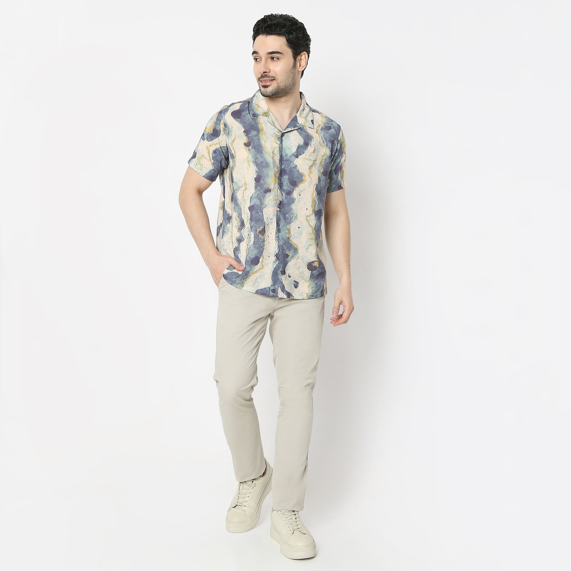 Regular Fit Printed Camp Collar Regular Length Shirt