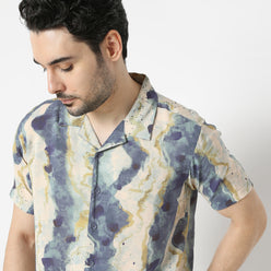 Regular Fit Printed Camp Collar Regular Length Shirt