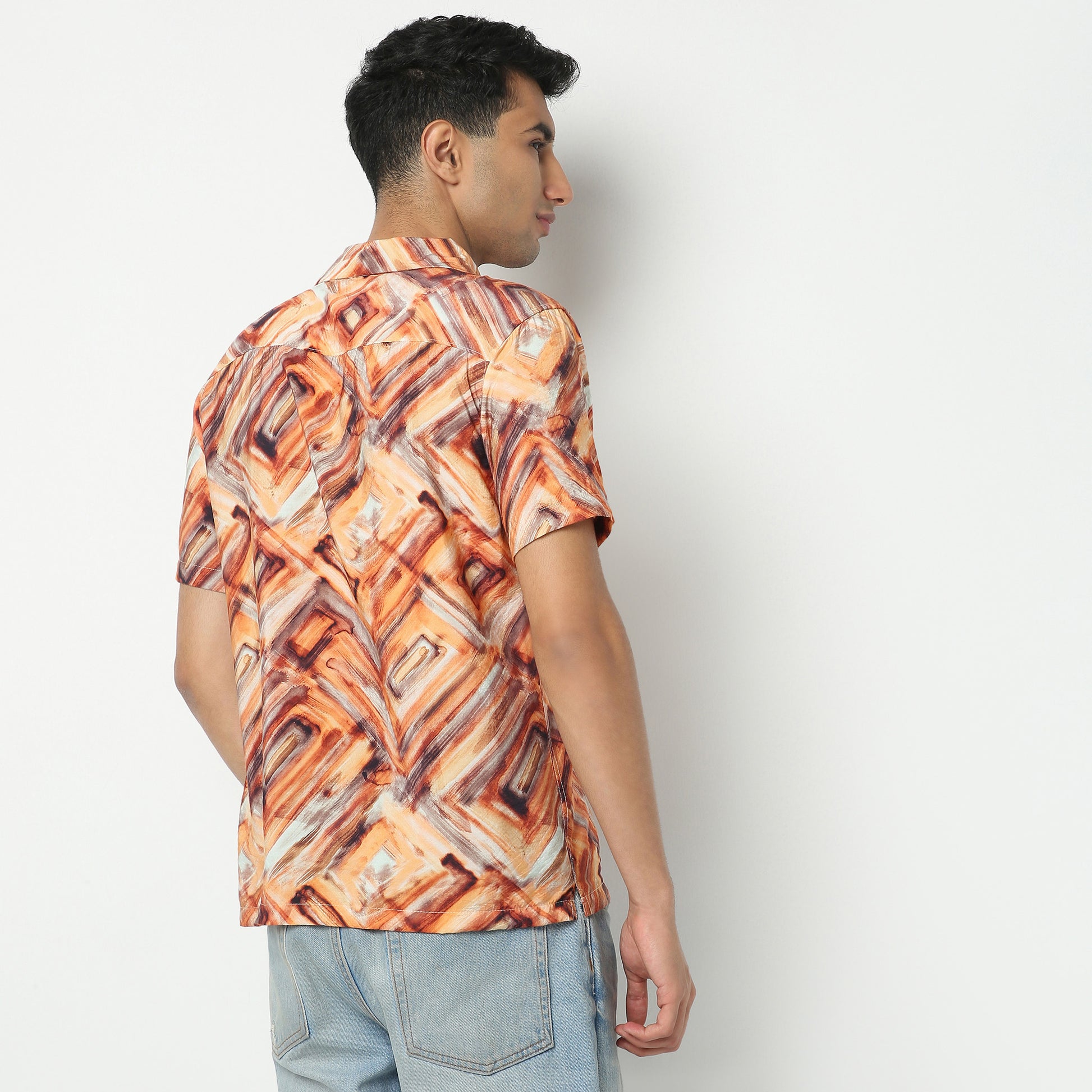 Regular Fit Printed Camp Collar Regular Length Shirt