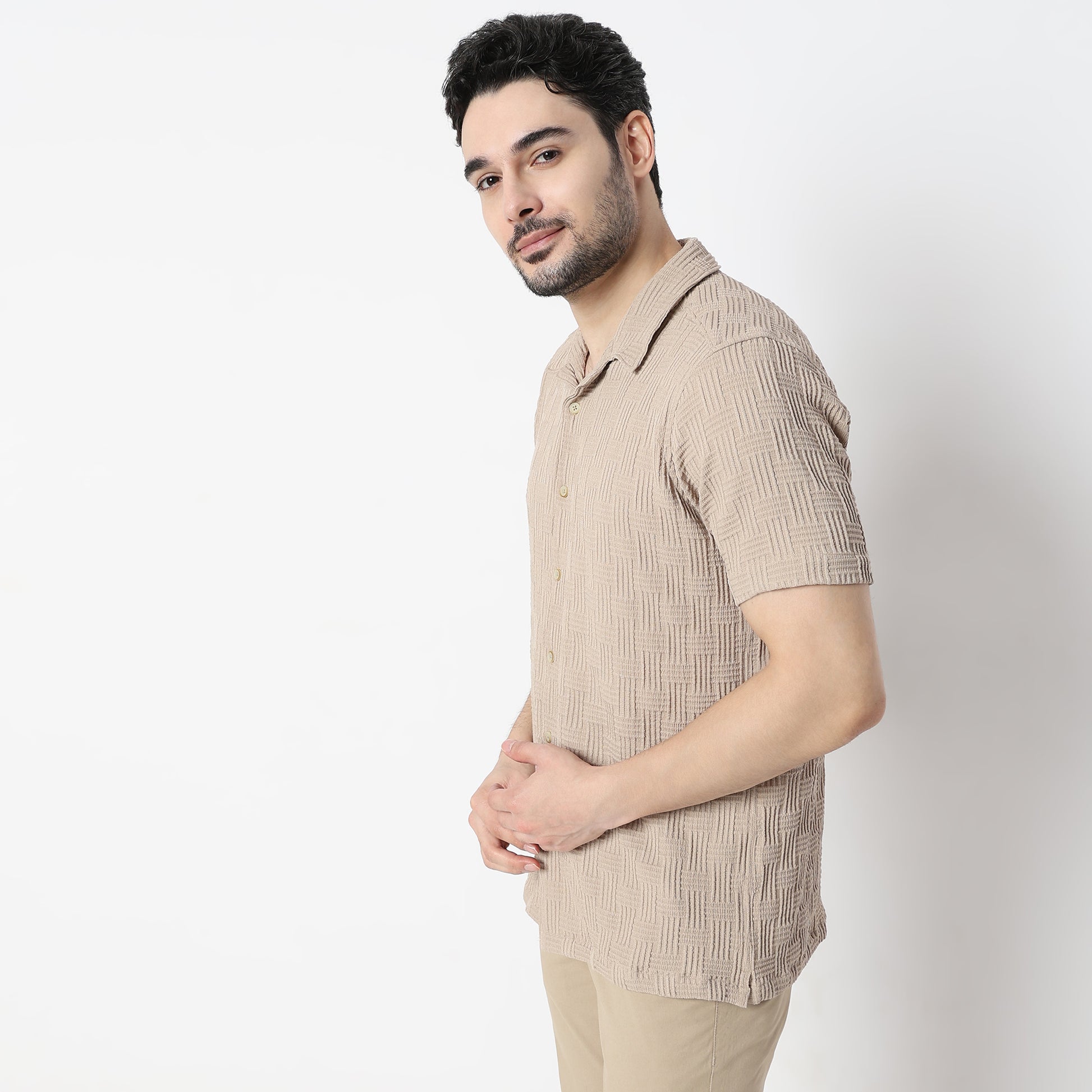 Regular Fit Solid Shirt Collar Shirt