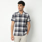 Regular Fit Checkered Camp Collar Regular Length Shirt
