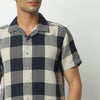 Regular Fit Checkered Camp Collar Shirt