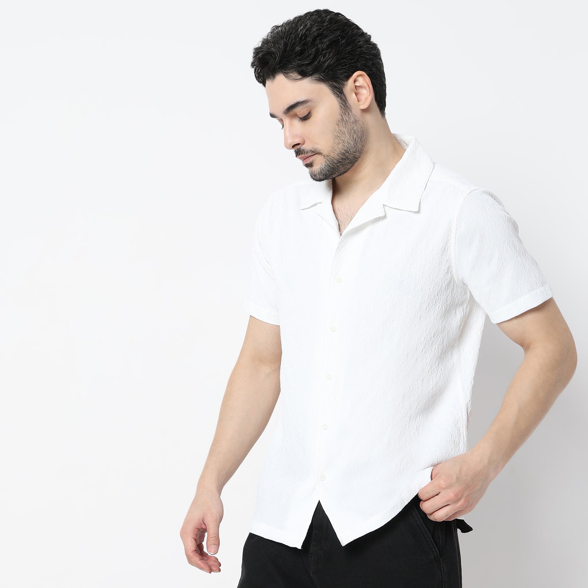 Regular Fit Solid Shirt Collar Shirt