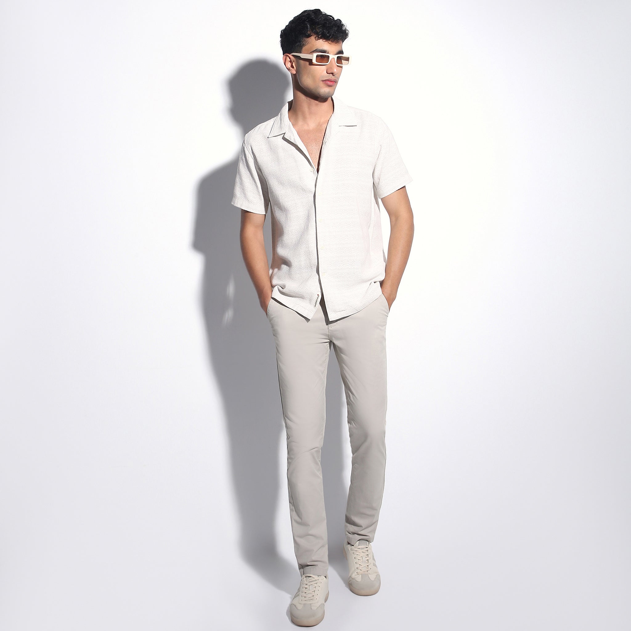 Regular Fit Solid Camp Collar Regular Length Shirt