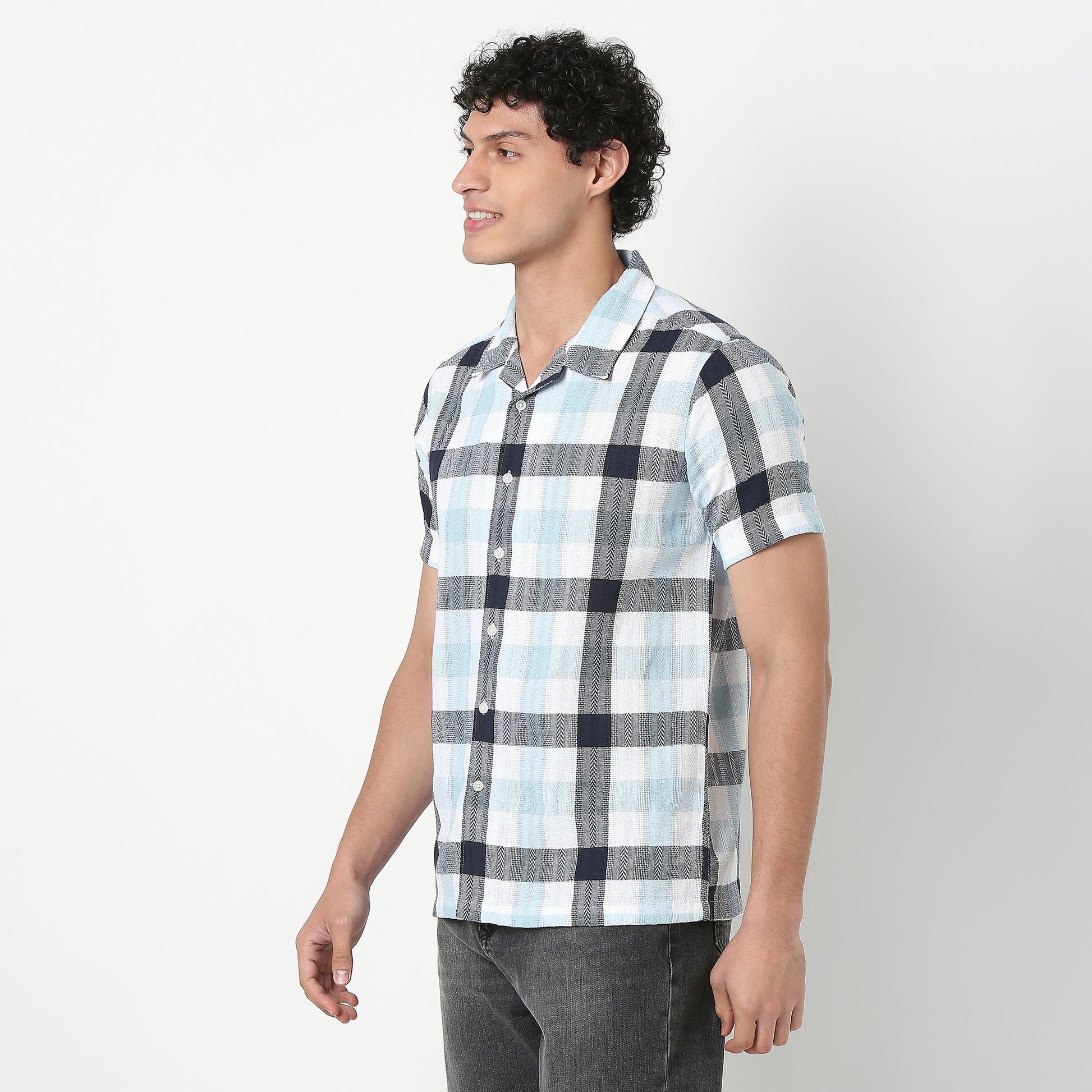 Mens Checkered Cuban Shirt