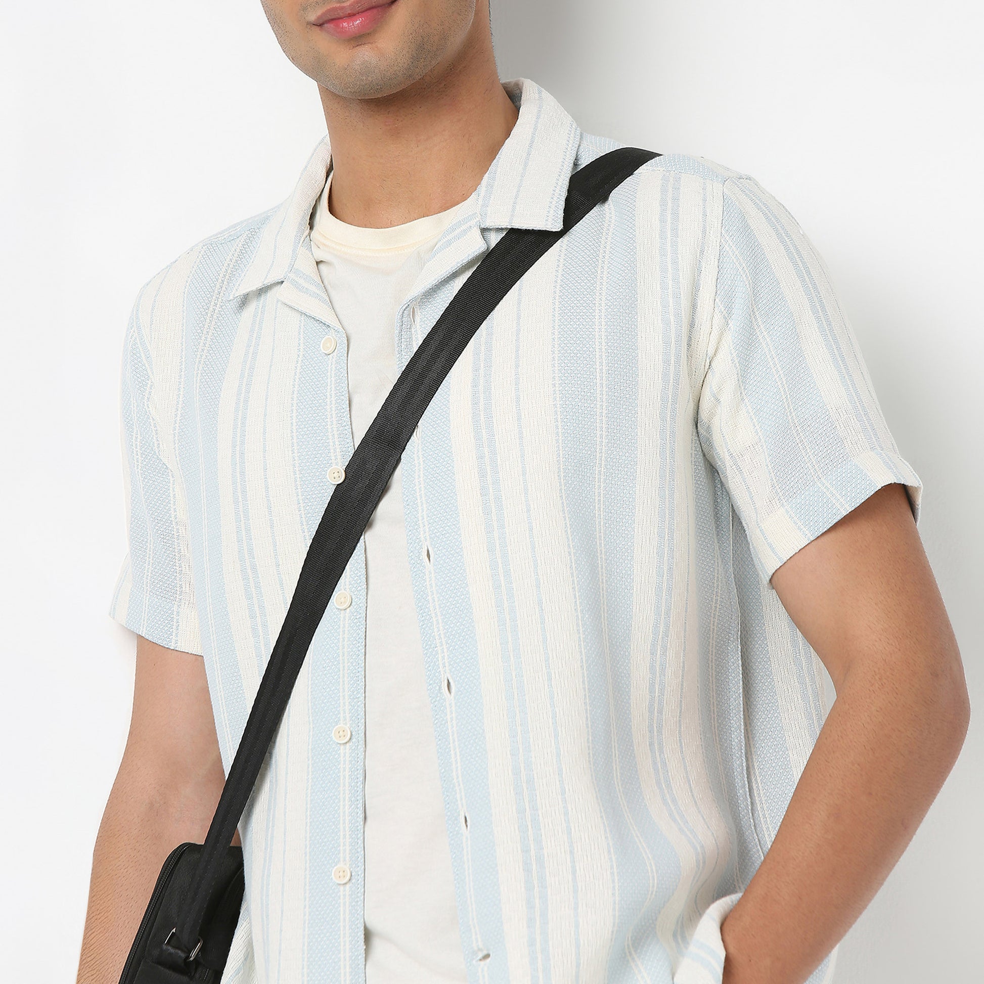 Camp Collar Striped Mood Shirt