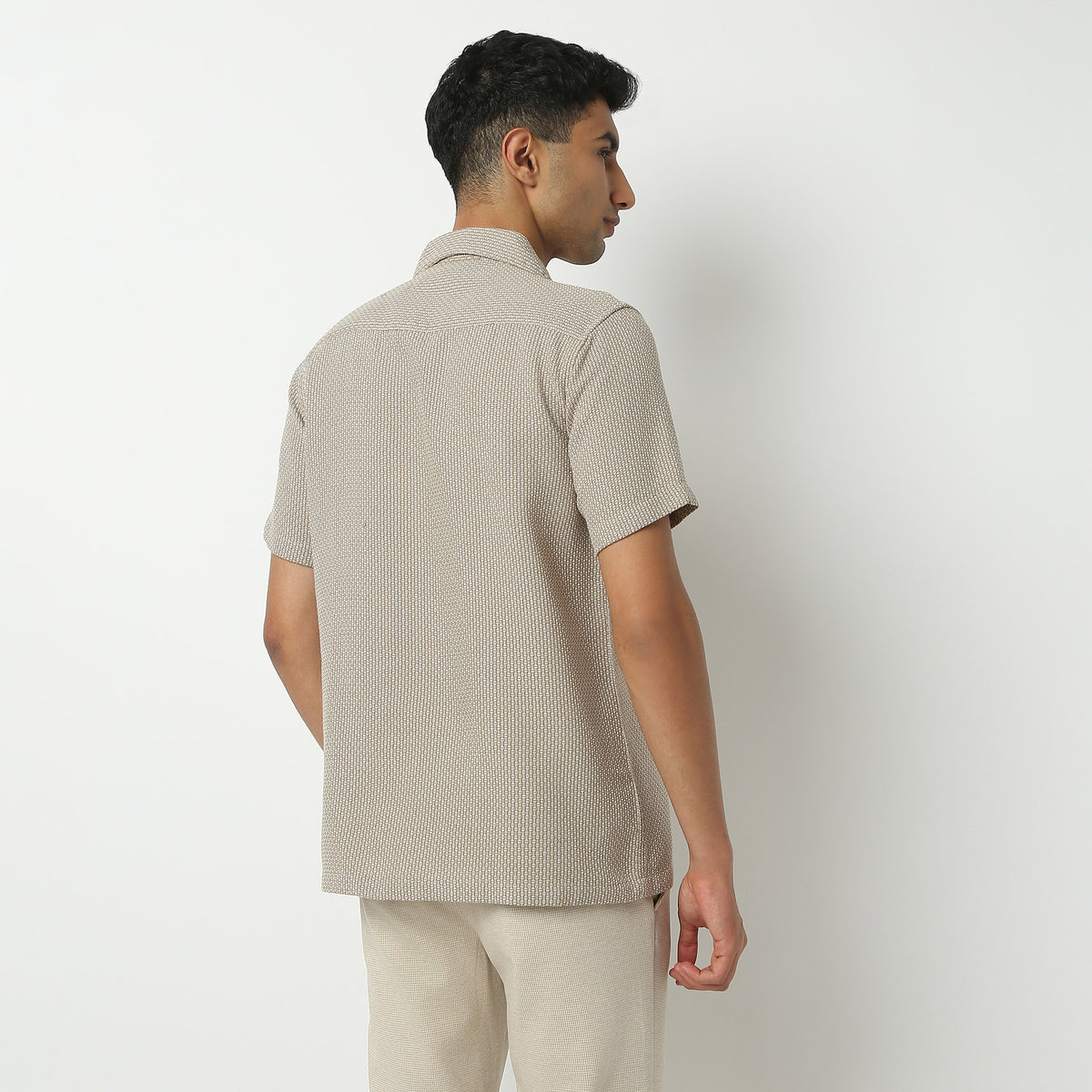 Regular Fit Solid Camp Collar Shirt