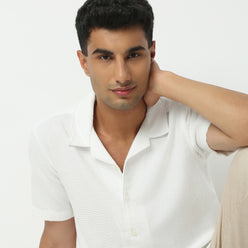 Regular Fit Solid Camp Collar Shirt