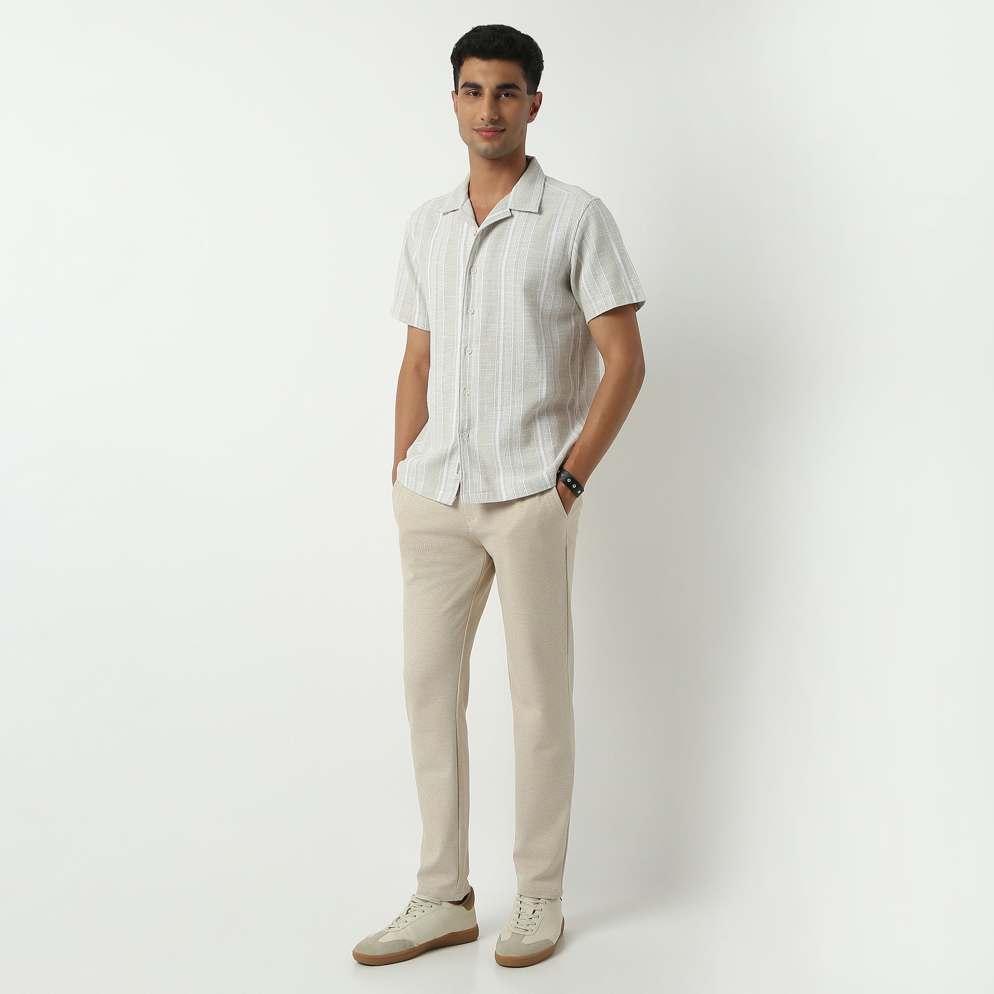 Regular Fit Solid Camp Collar Shirt