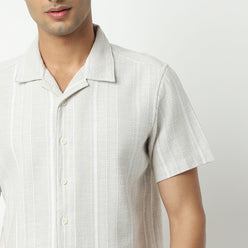 Regular Fit Solid Camp Collar Shirt