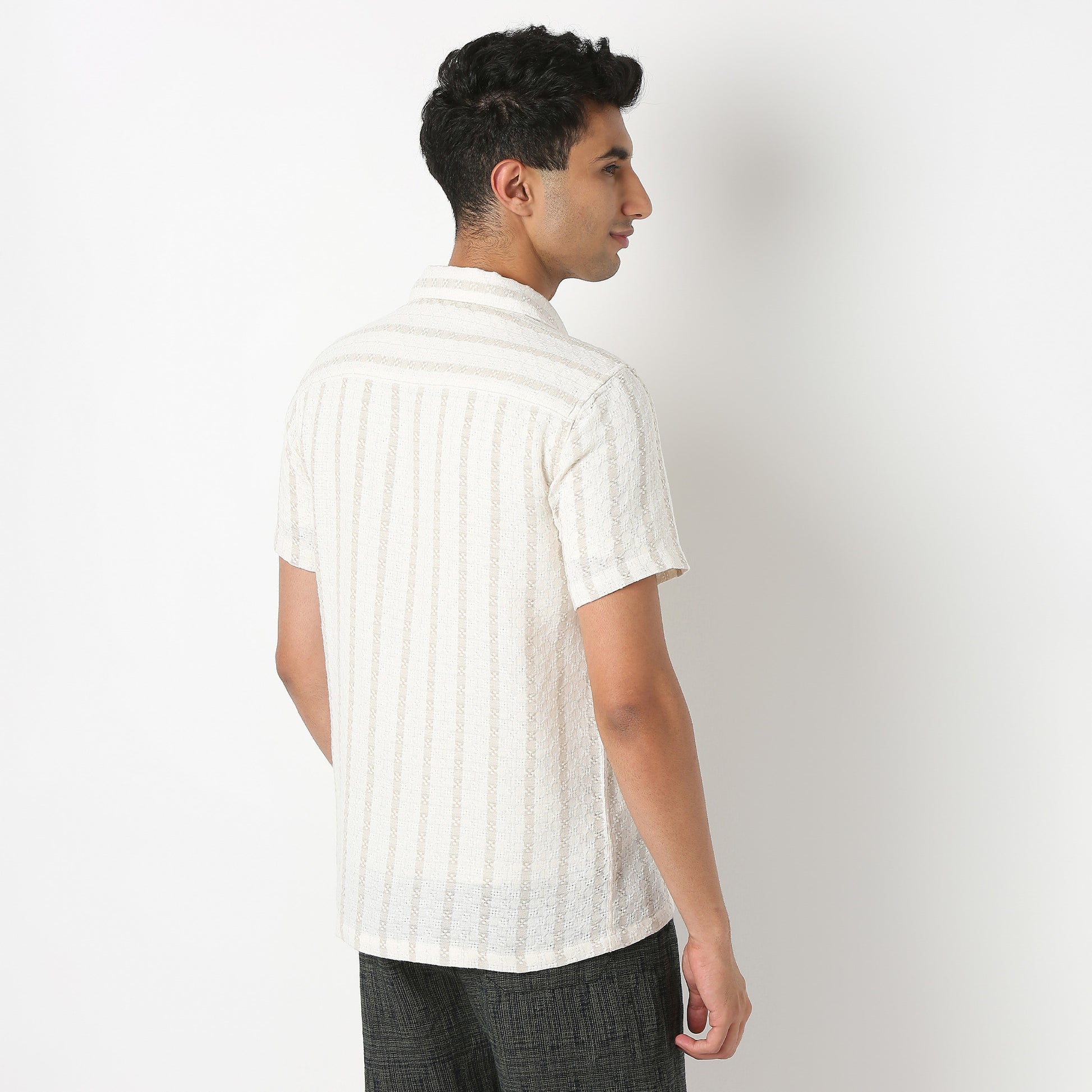 Camp Collar Striped Mood Shirt