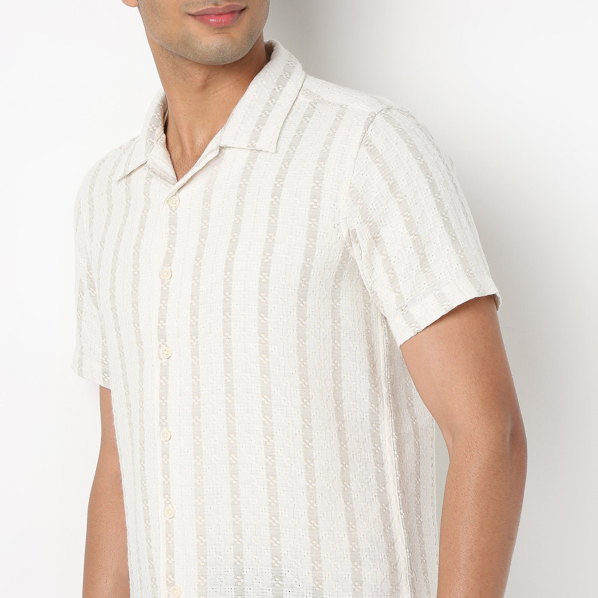 Camp Collar Striped Mood Shirt