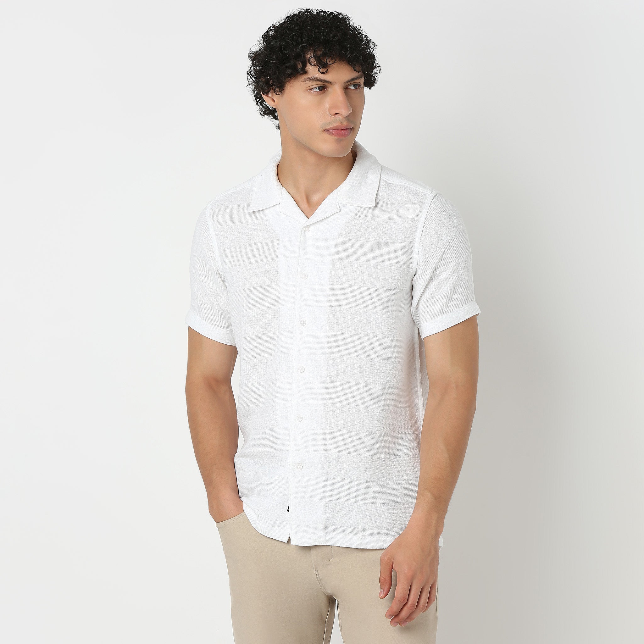 Solid Camp Collar Shirt