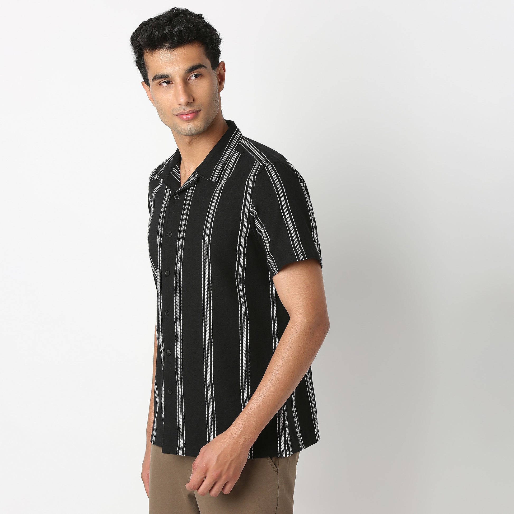 Camp Collar Striped Mood Shirt