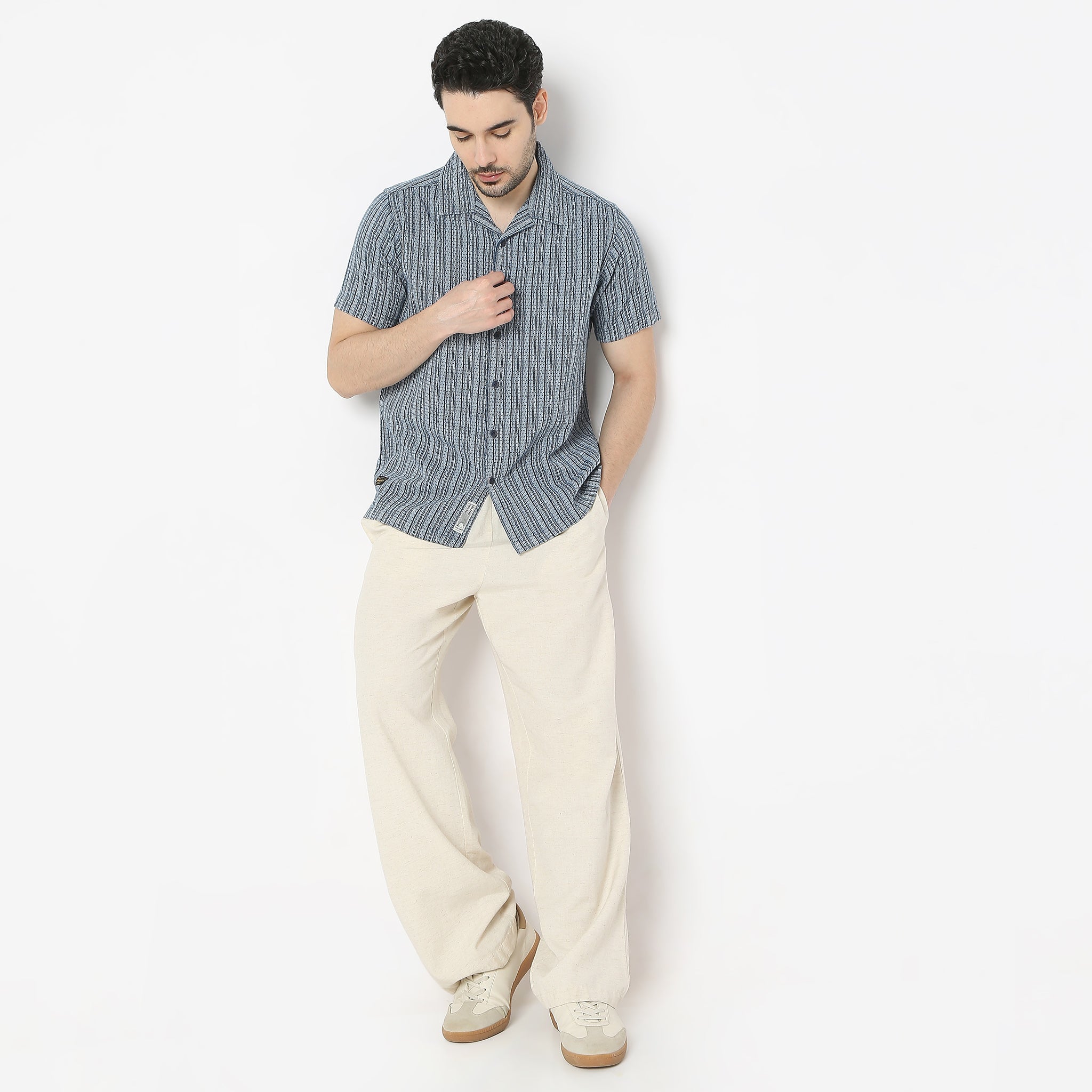 Regular Fit Checkered Camp Collar Regular Length Shirt