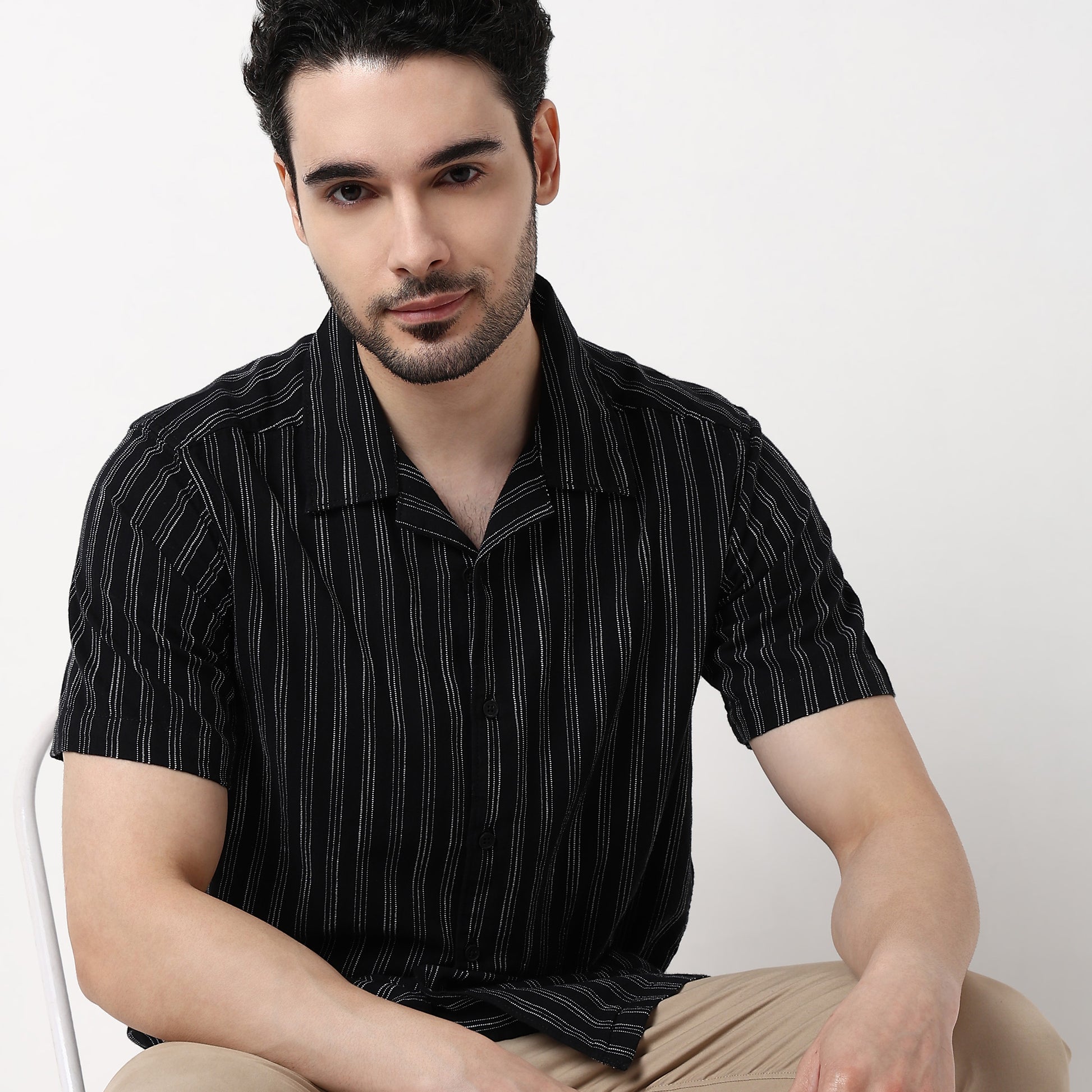 Mens Solid Cuban Shirt