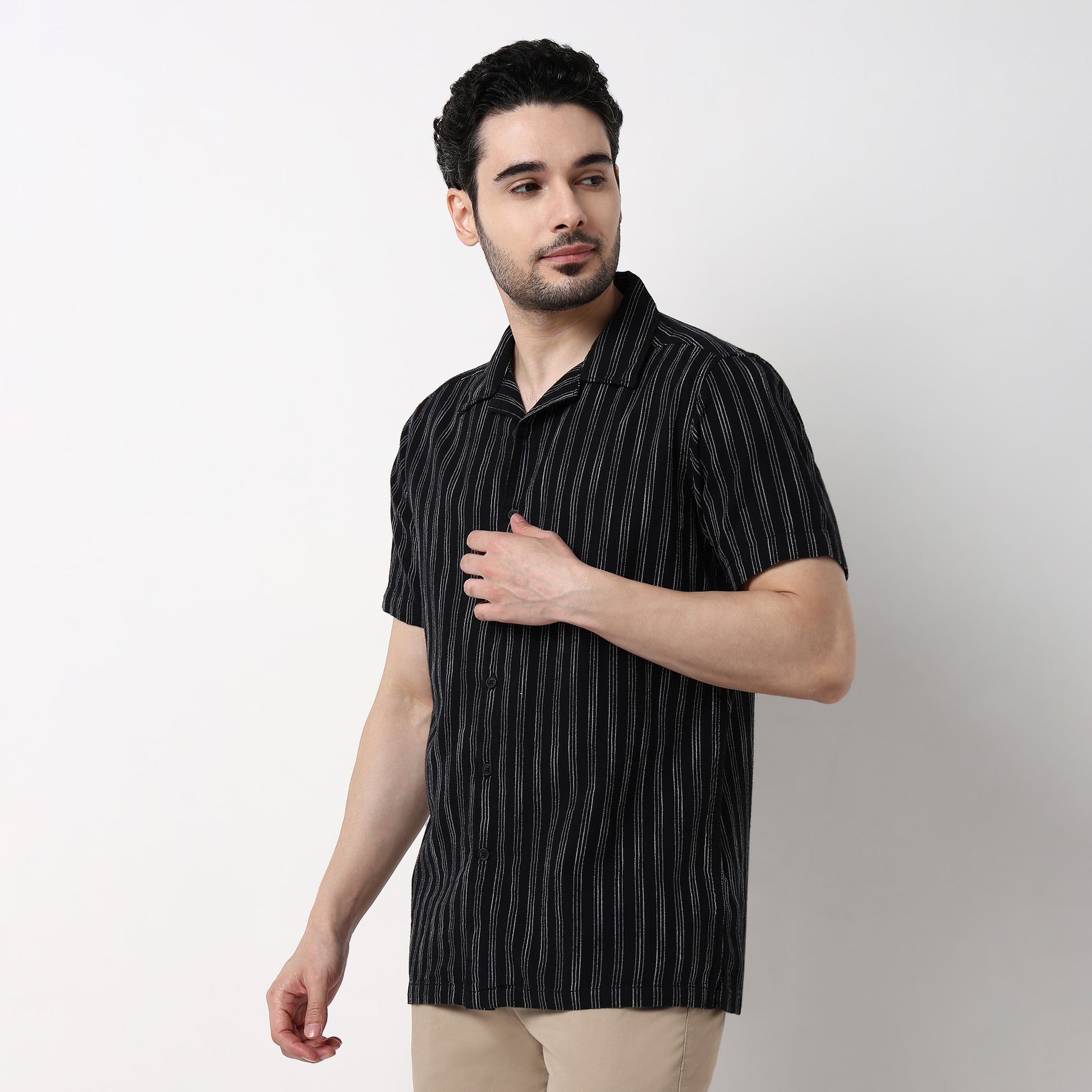 Mens Solid Cuban Shirt