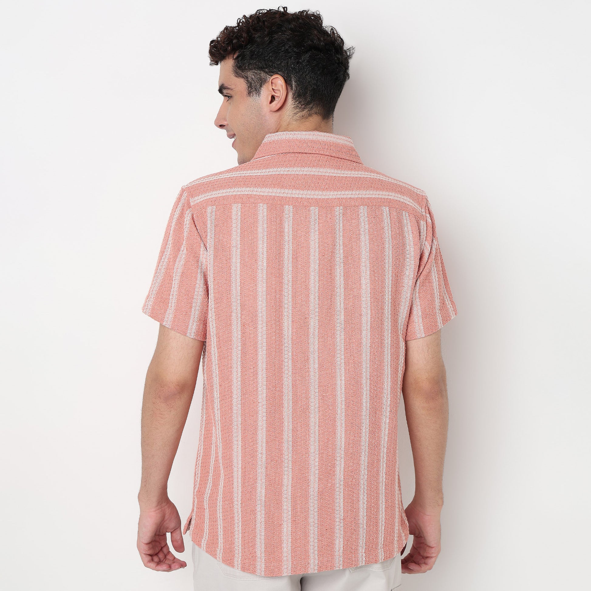 Buy Men Regular Fit Striped Half Sleeve Shirt  - Style Union