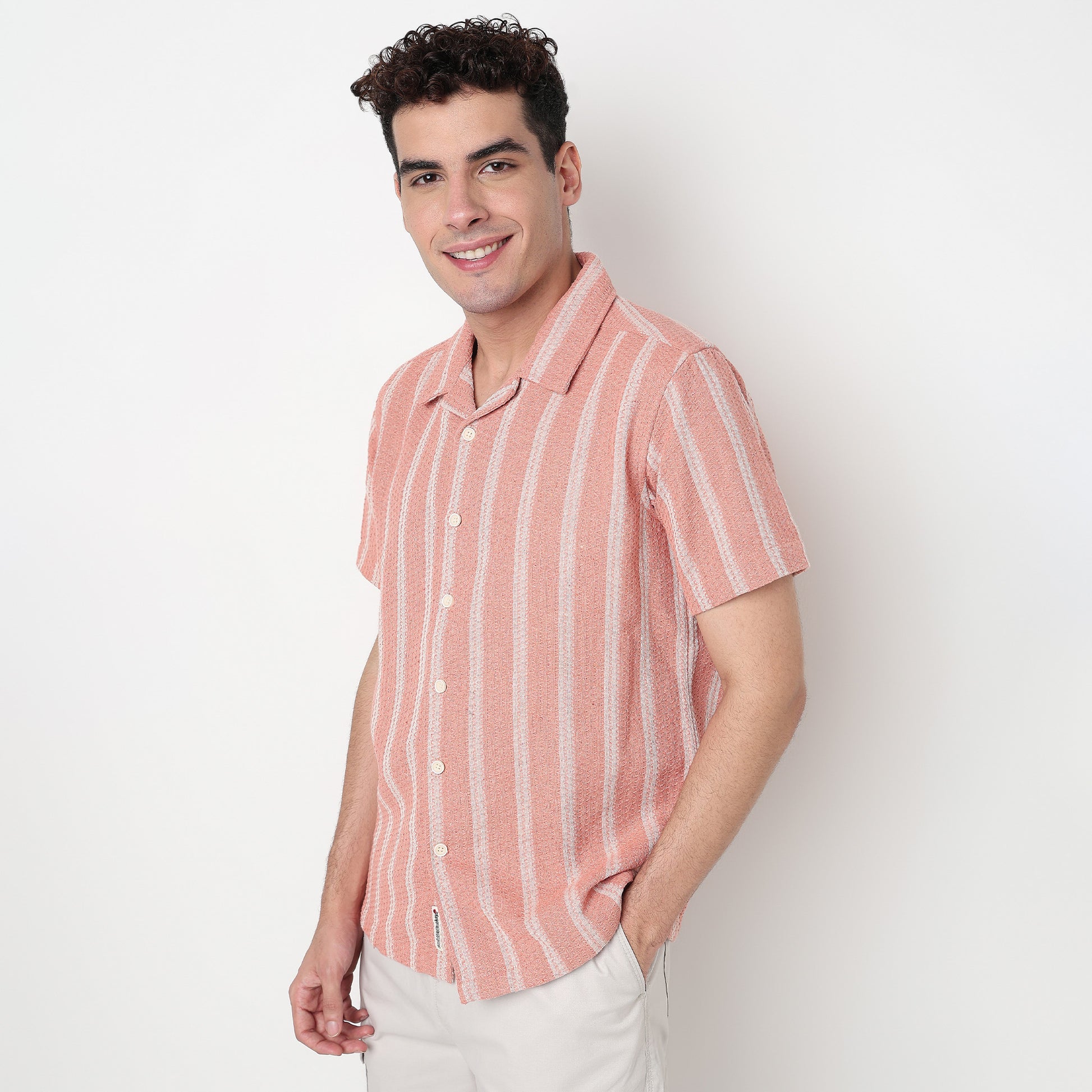 Buy Men Regular Fit Striped Half Sleeve Shirt  - Style Union