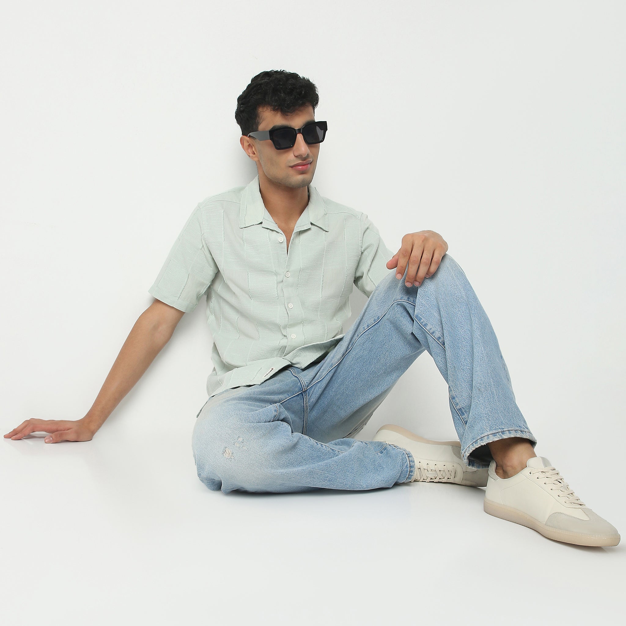 Regular Fit Solid Camp Collar Shirt