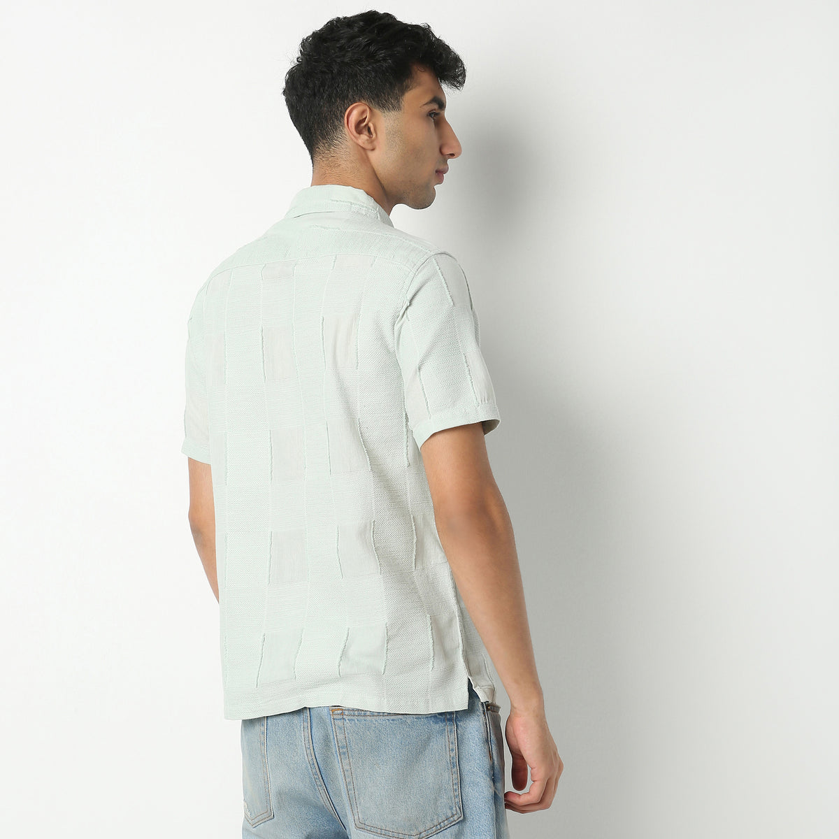Regular Fit Solid Camp Collar Shirt