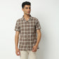 Regular Fit Checkered Camp Collar Shirt