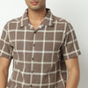 Regular Fit Checkered Camp Collar Shirt