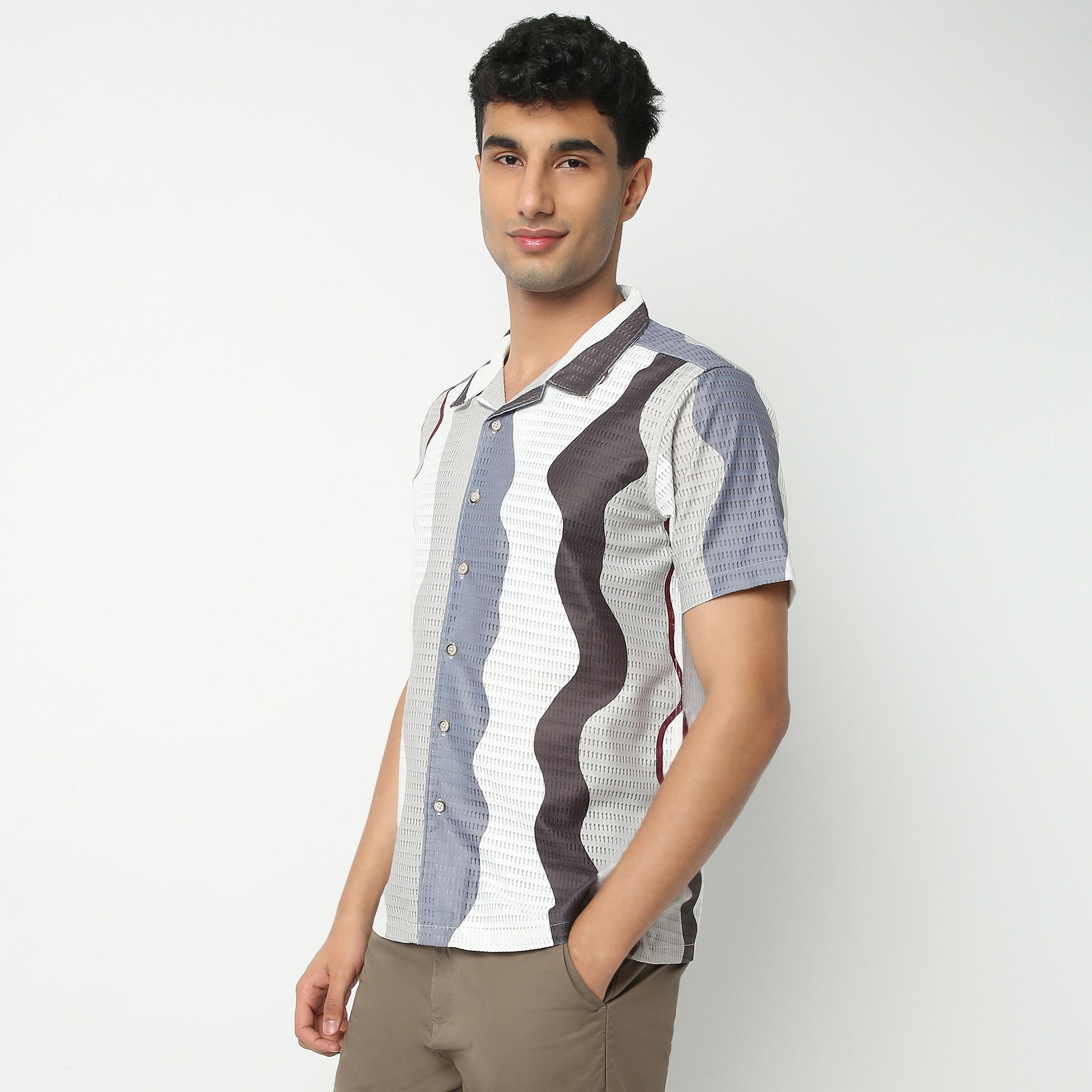 Regular Fit Printed Camp Collar Regular Length Shirt
