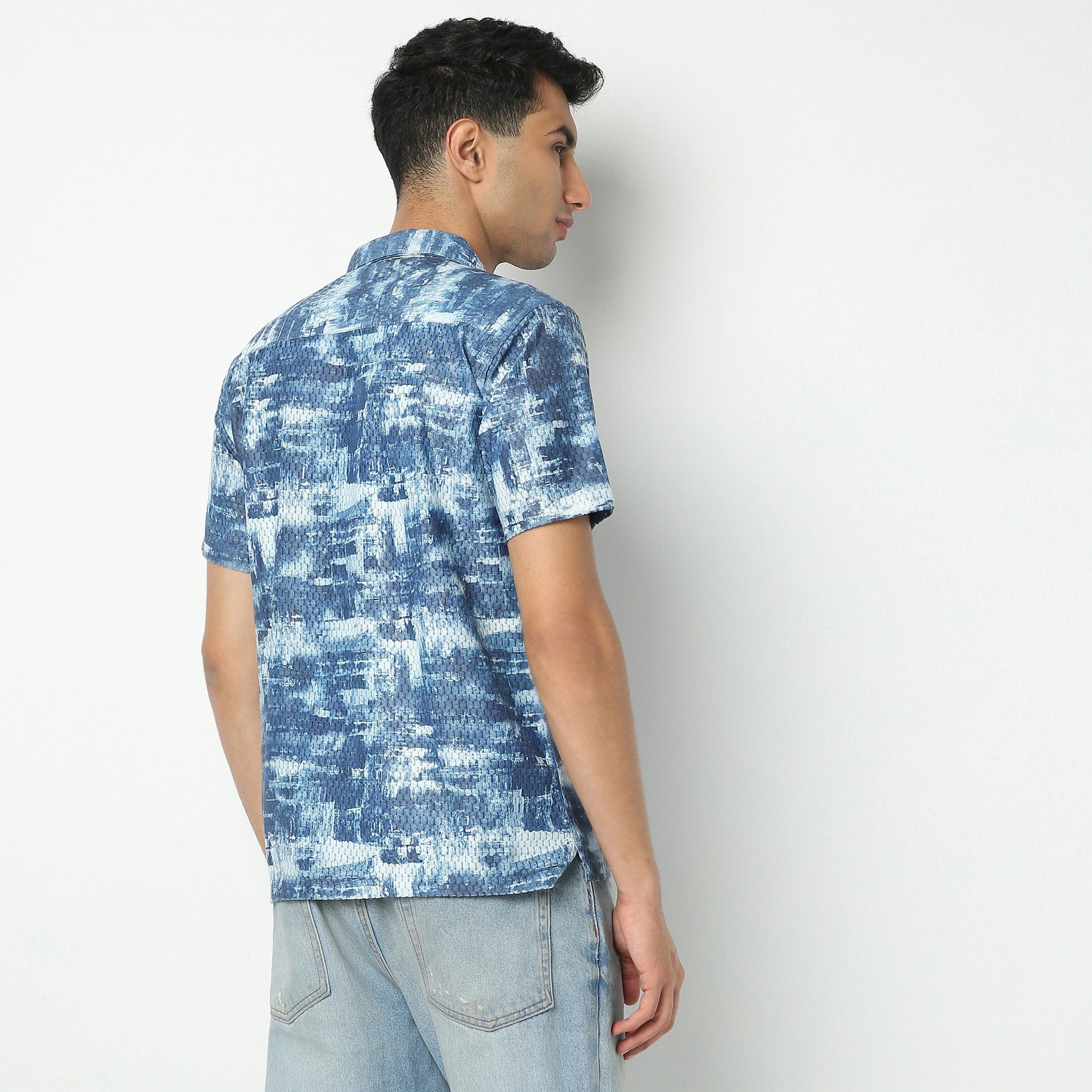 Regular Fit Printed Camp Collar Regular Length Shirt